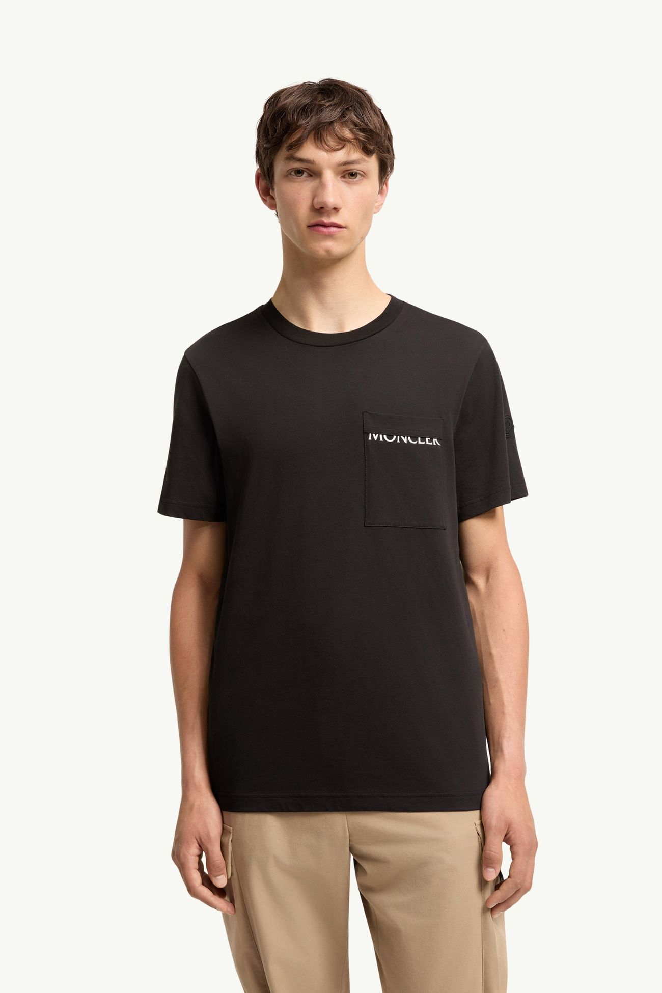 Camiseta de jersey de algodón con logotipo Hombre Negro Moncler 3