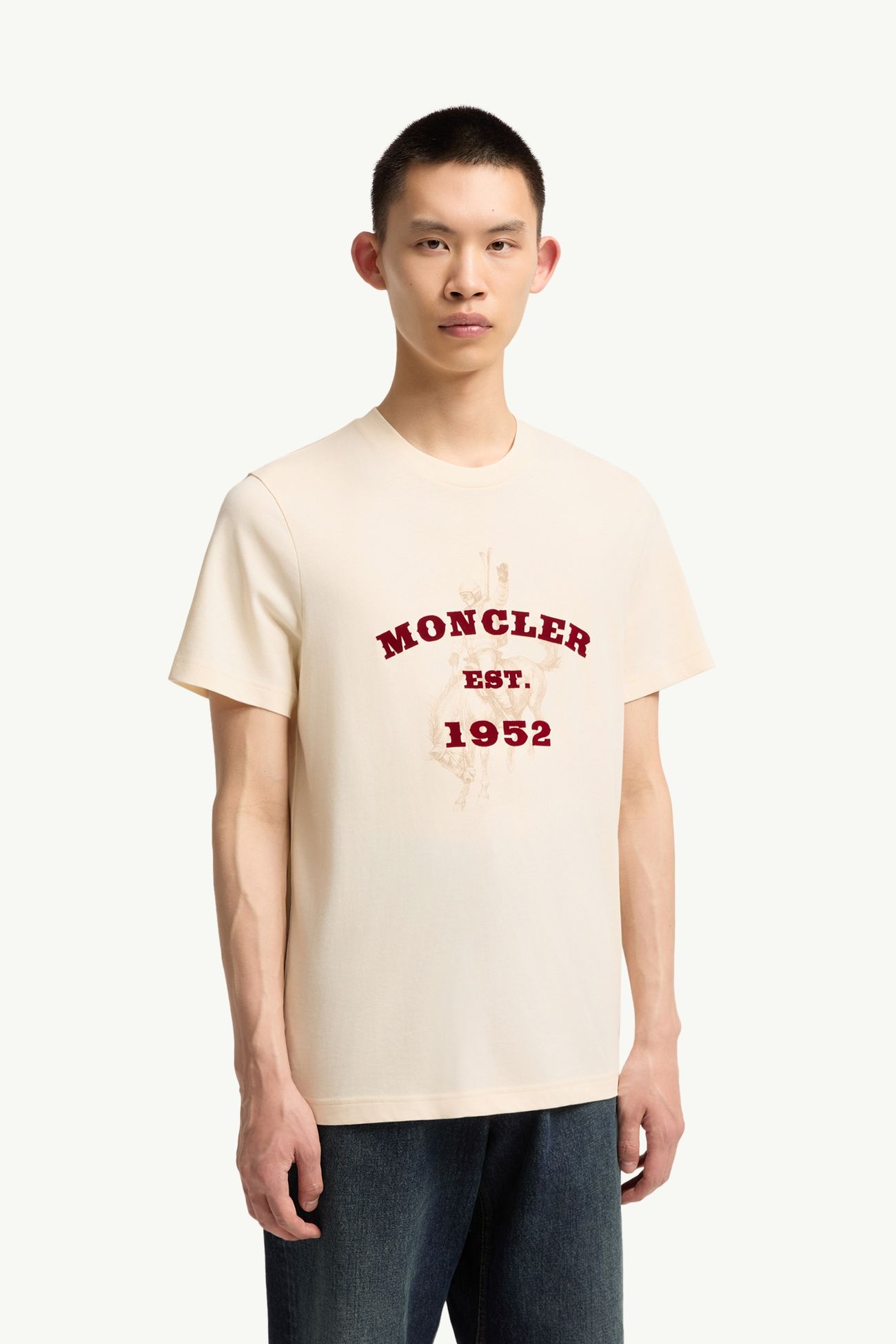 男士骏马印花棉质T恤 男士 象牙白 Moncler 3