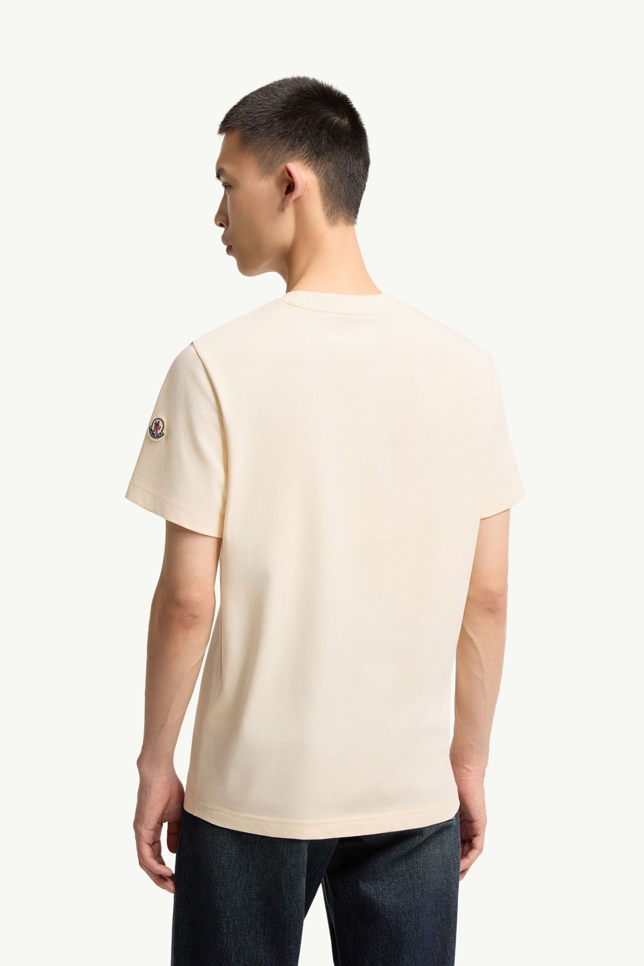 Horse Print Cotton Jersey T-Shirt Men White Ivory Moncler 4
