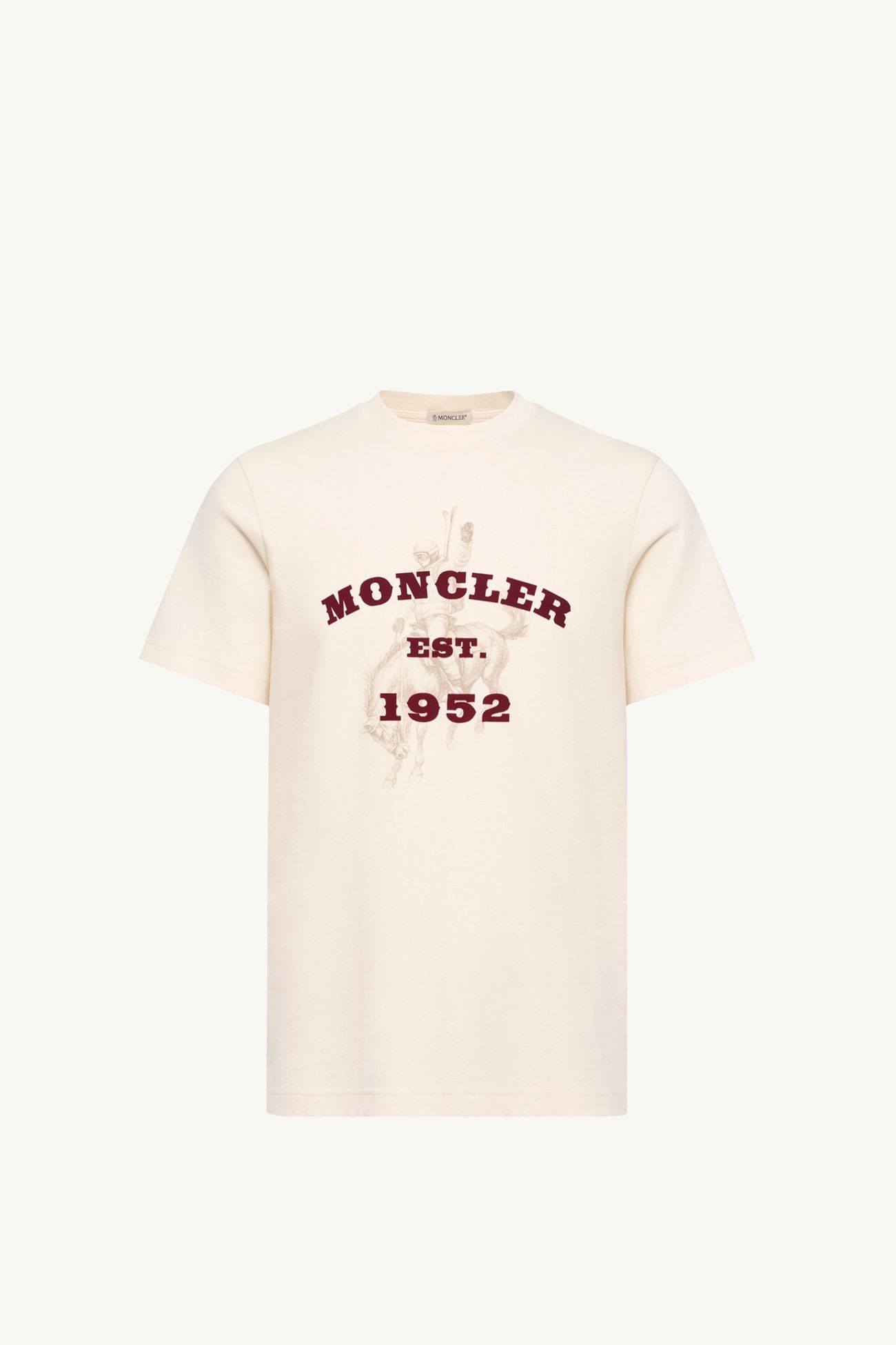 Horse Print Cotton Jersey T-Shirt Men White Ivory Moncler 2