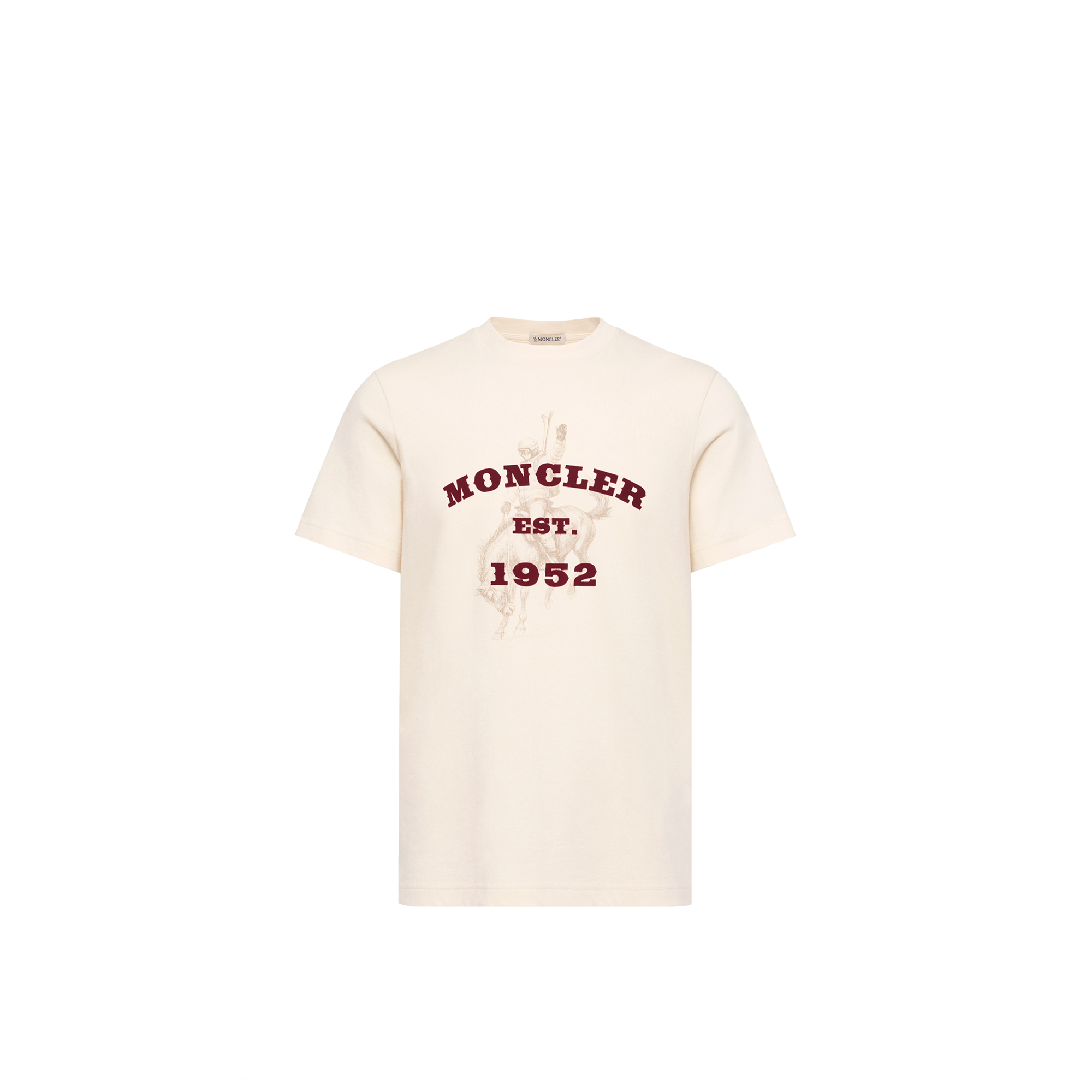 Moncler   Horse Print Cotton Jersey T-Shirt for Men in White, Size: M
