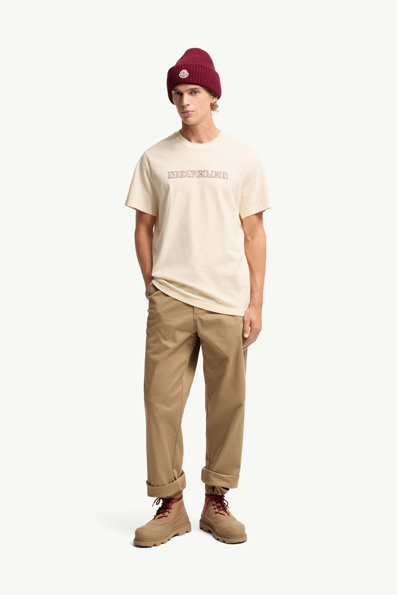 Logo Cotton Jersey T-Shirt Men White Ivory Moncler 0