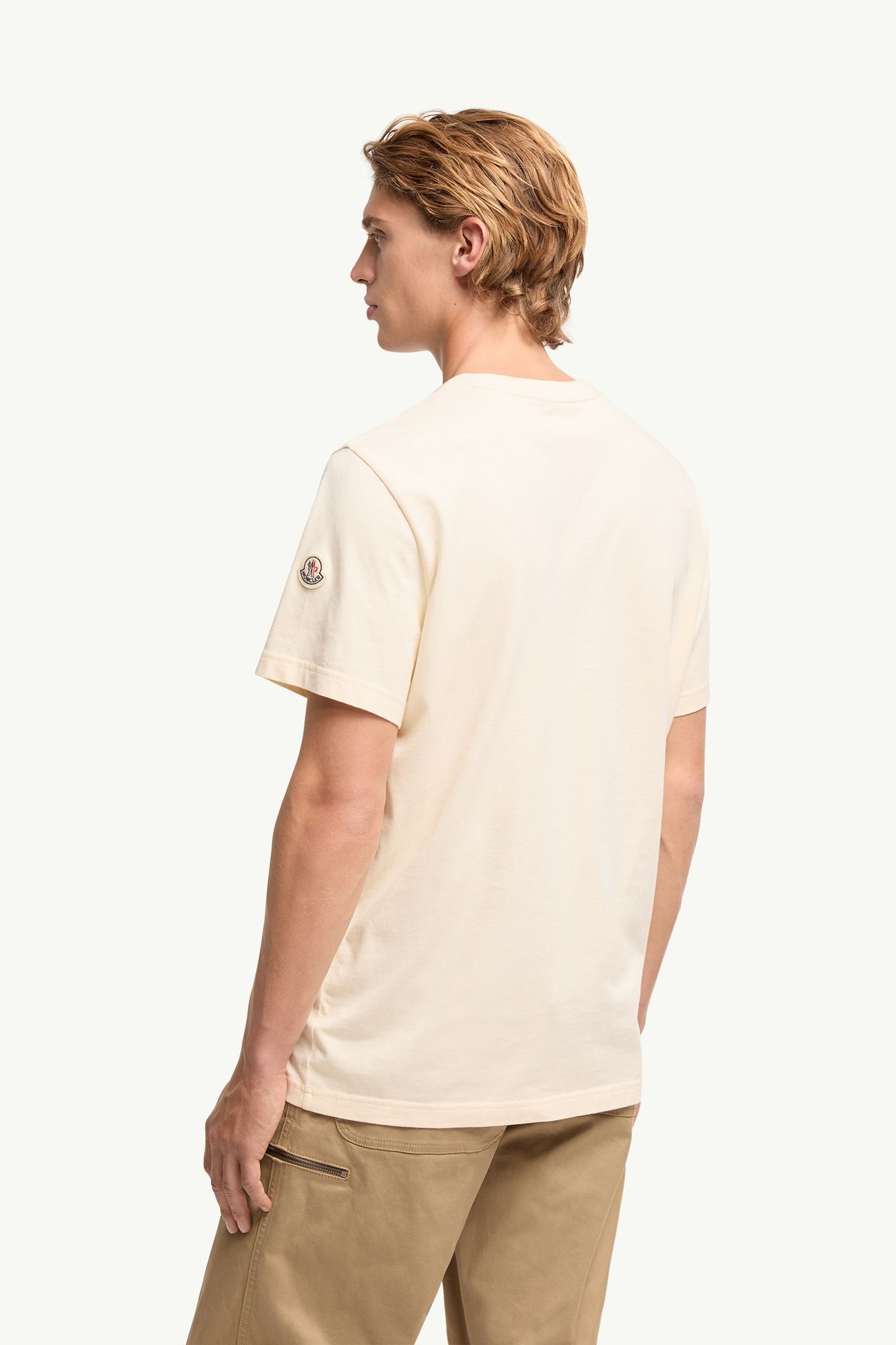 Logo Cotton Jersey T-Shirt Men White Ivory Moncler 4