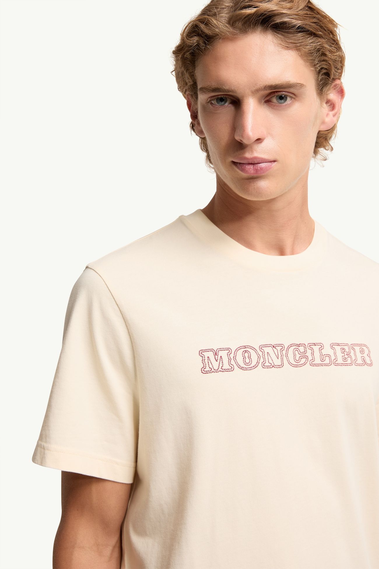 T-Shirt aus Baumwolljersey mit Logo Herren Weiß-Elfenbein Moncler 5