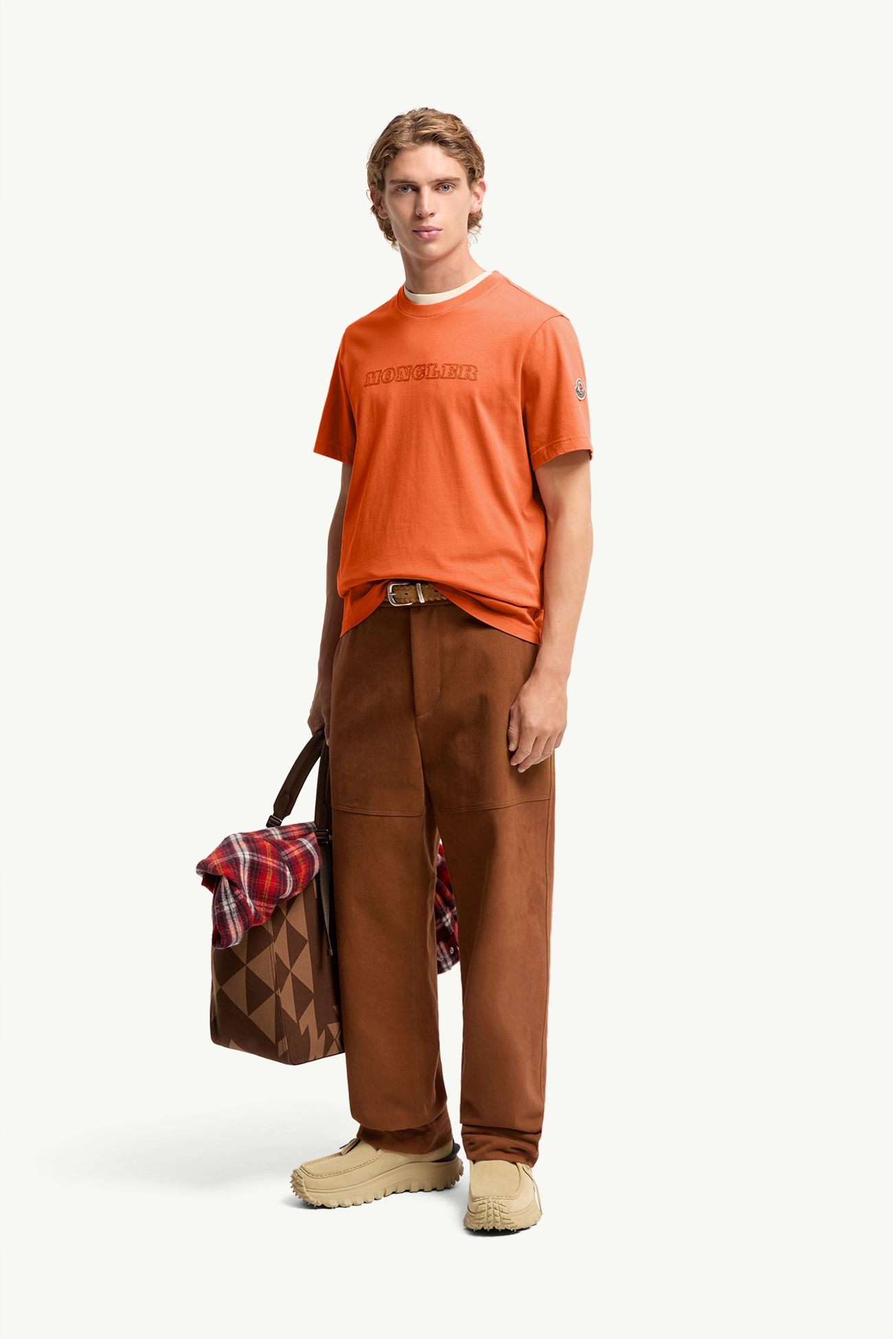 Logo Cotton Jersey T-Shirt Men Orange Moncler 0