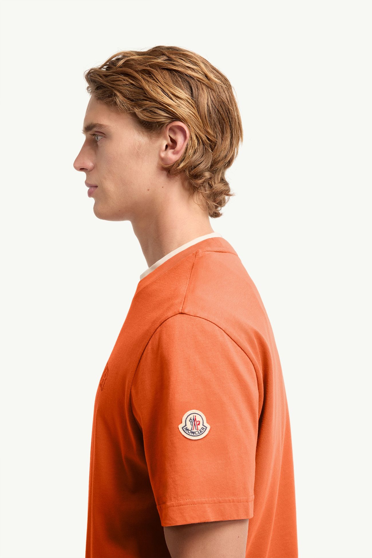 Logo Cotton Jersey T-Shirt Men Orange Moncler 1