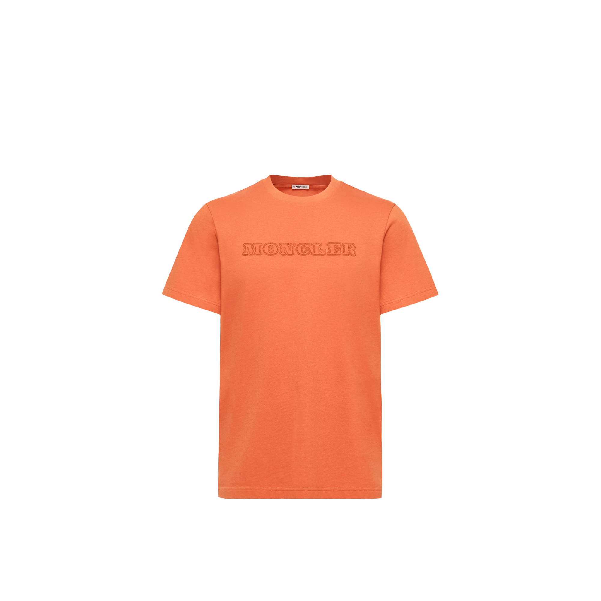 Moncler T-Shirt In Jersey Di Cotone Con Logo Uomo da Arancio, Taglia: S