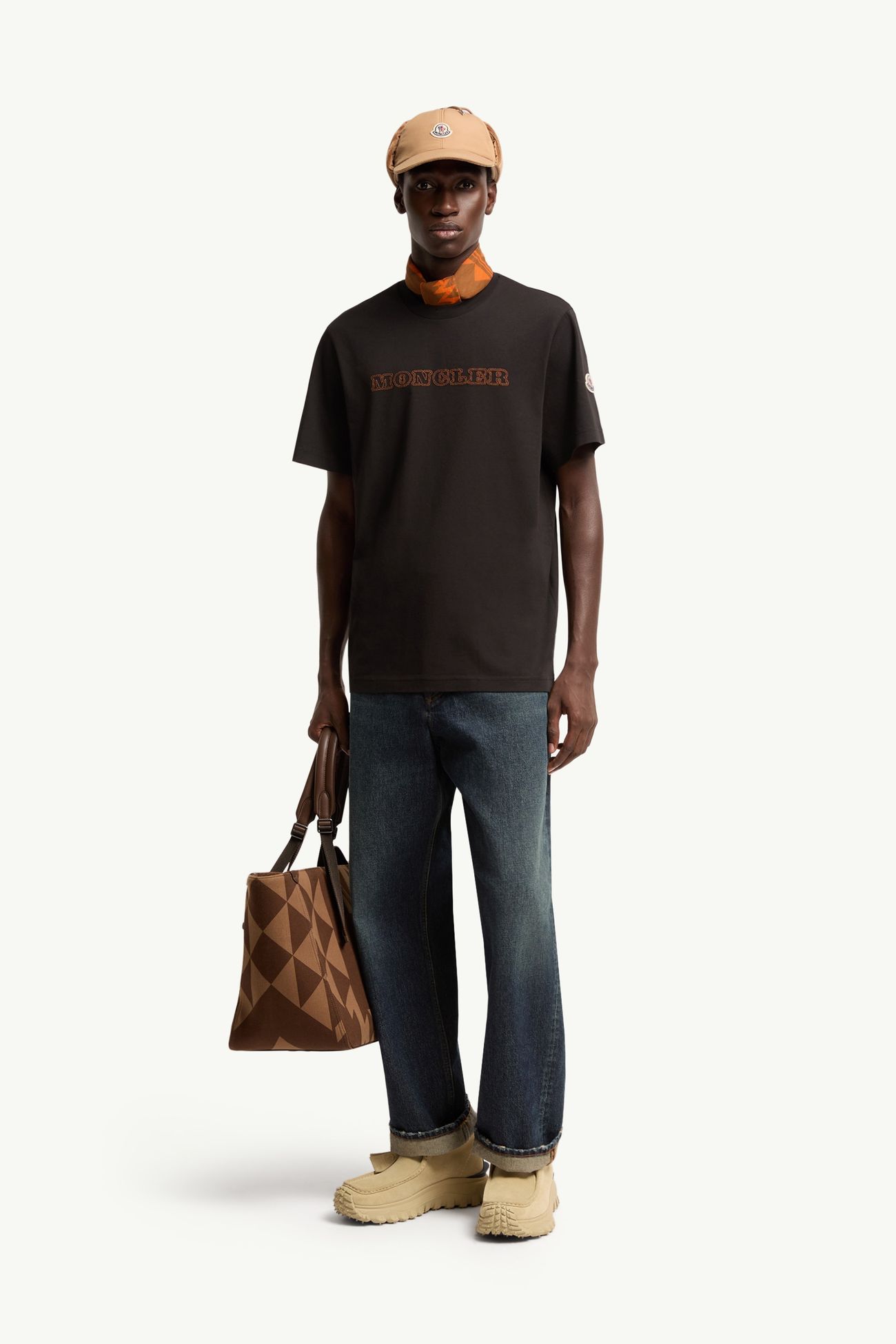 Logo Cotton Jersey T-Shirt Men Black Moncler 0