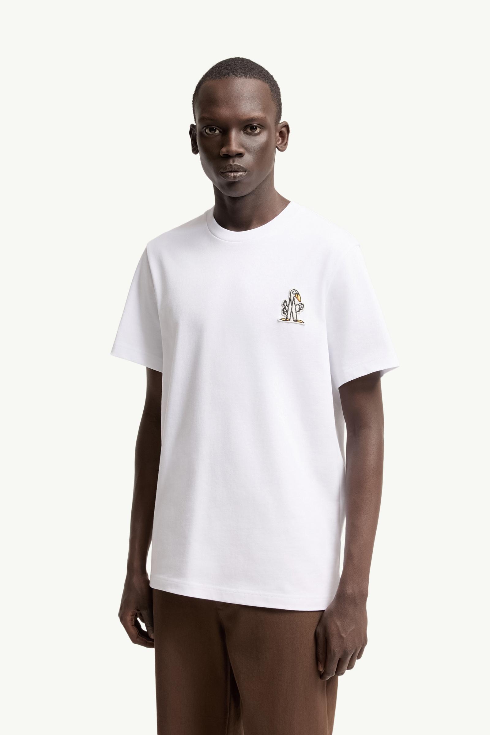 White Logo Cotton T-Shirt - Polos & T-shirts for Men | Moncler SI