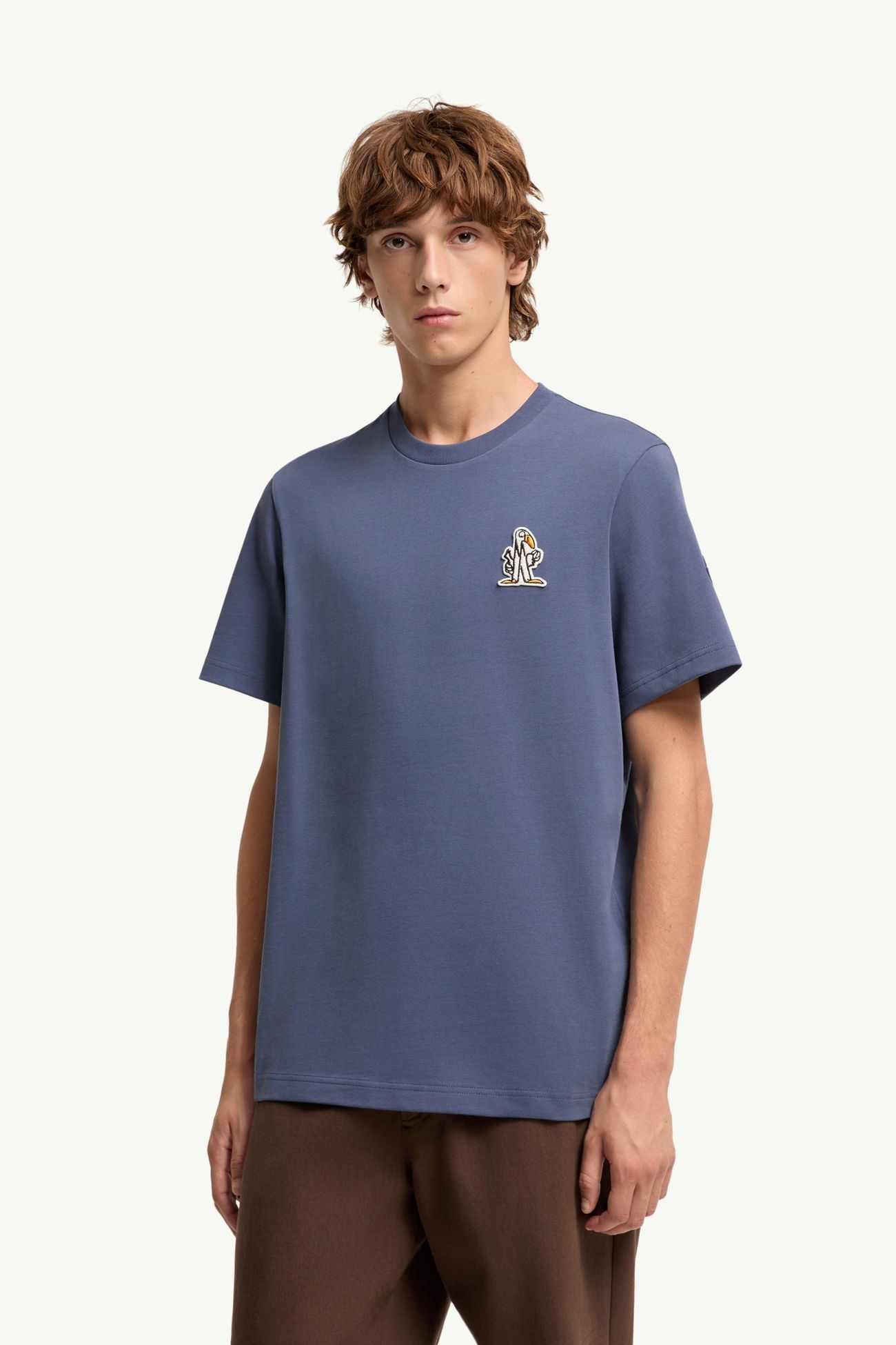 Logo Cotton T-Shirt Men Cobalt Blue Moncler 3