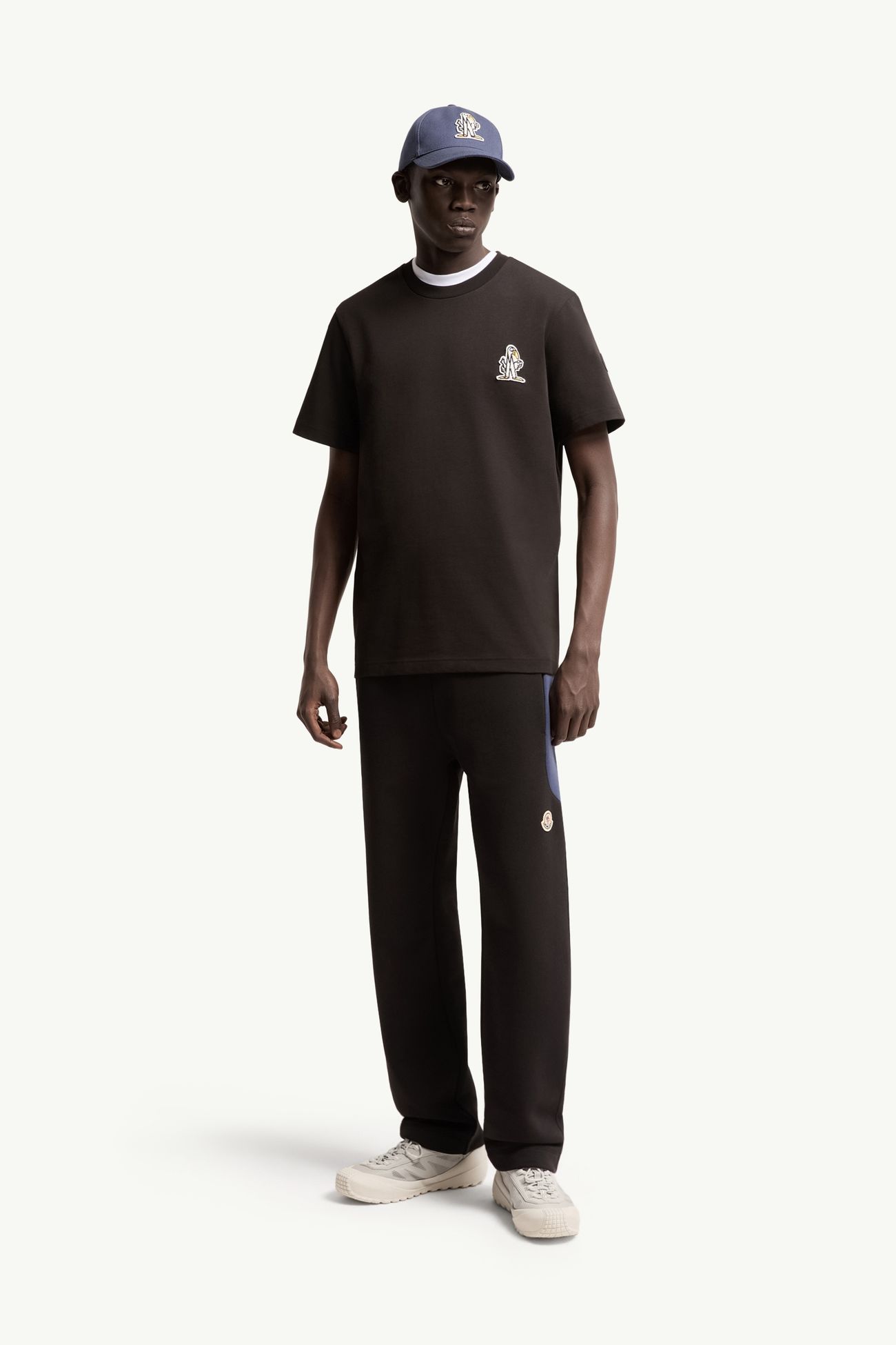 T-shirt logata in cotone Uomo Nero Moncler 0