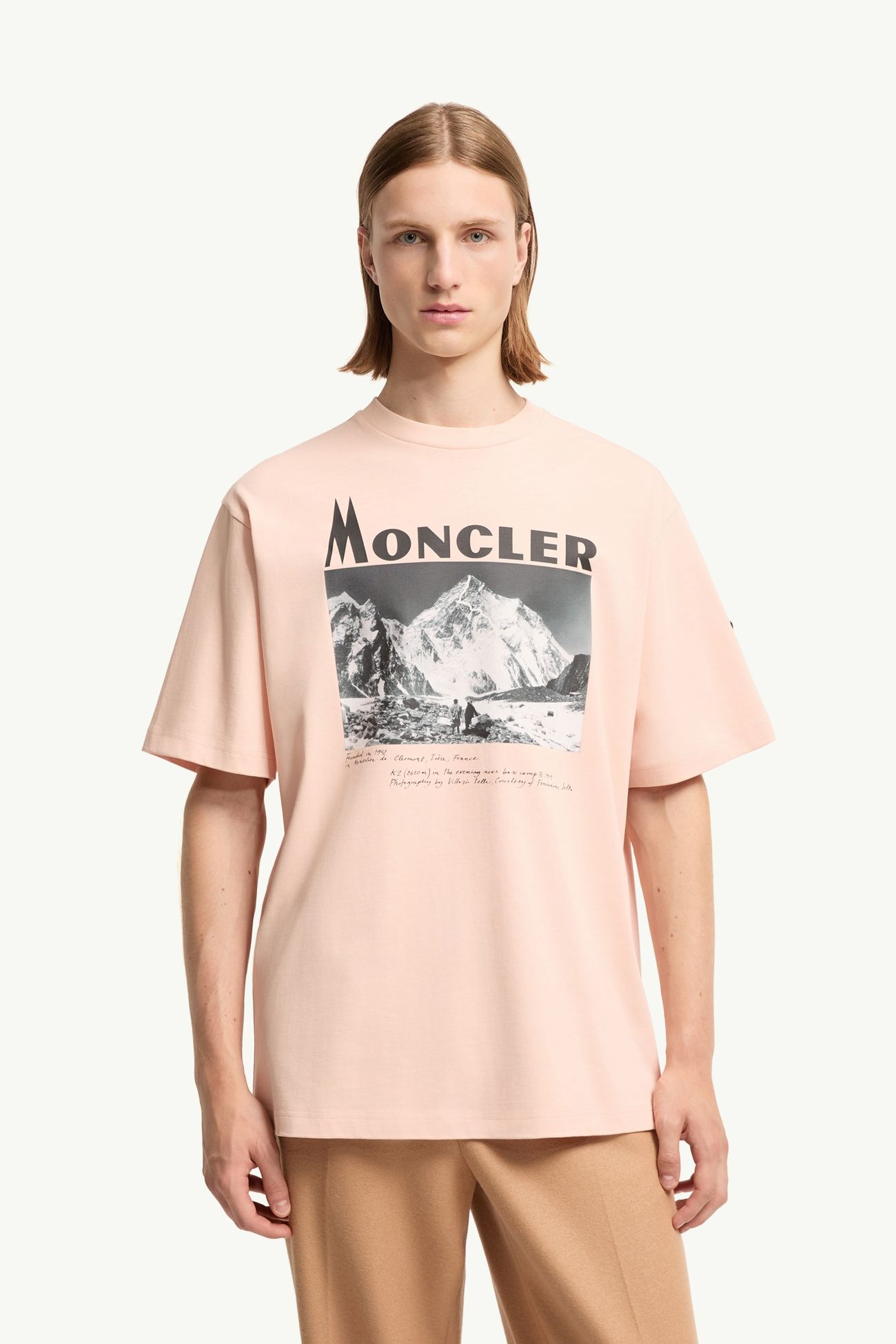 K2印花短袖棉質針織布T恤 男士 粉紅色 Moncler 3