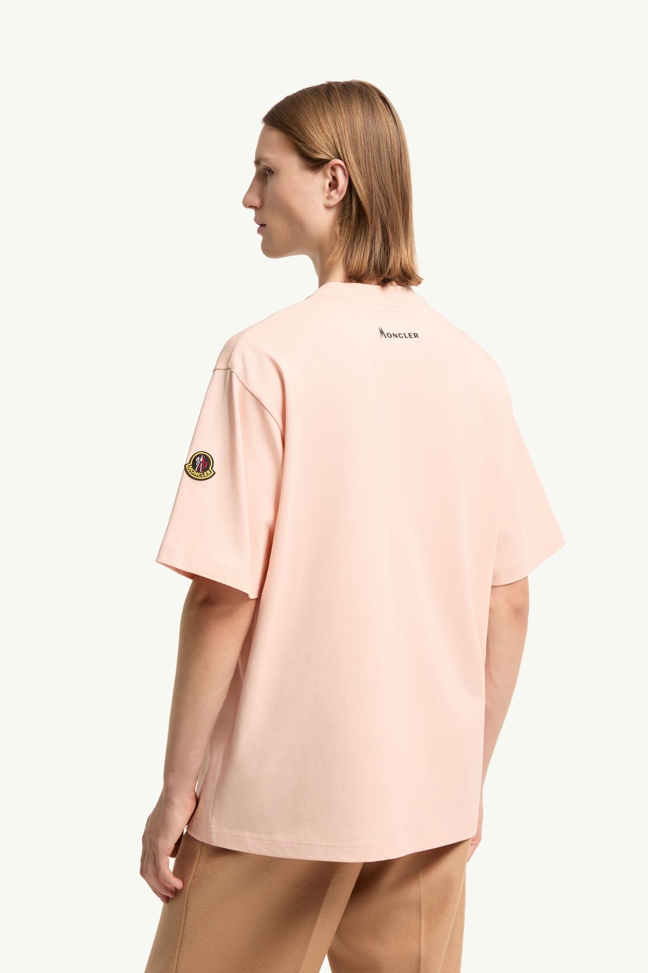 T-shirt a maniche corte in jersey di cotone con stampa K2 Uomo Rosa Moncler 4