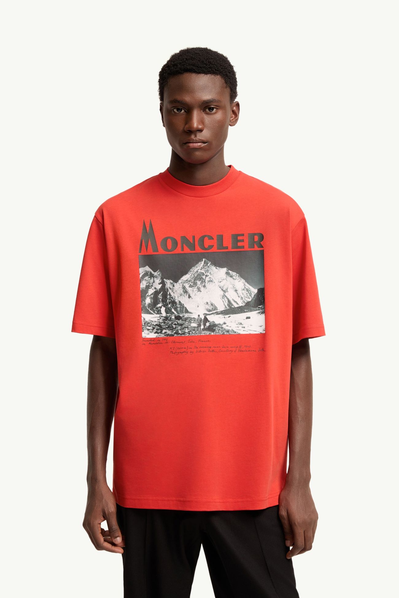 T-shirt a maniche corte in jersey di cotone con stampa K2 Uomo Rosso Moncler 3