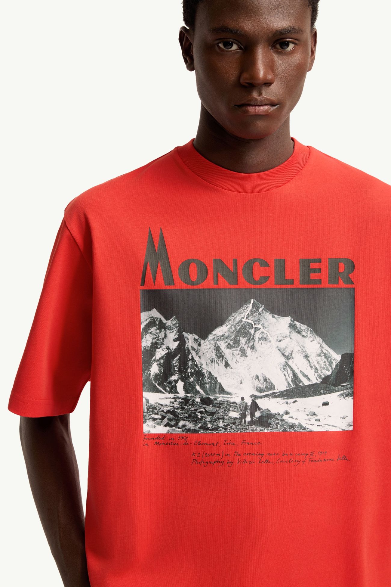 Camiseta de manga corta de jersey de algodón con estampado K2 Hombre Rojo Moncler 5
