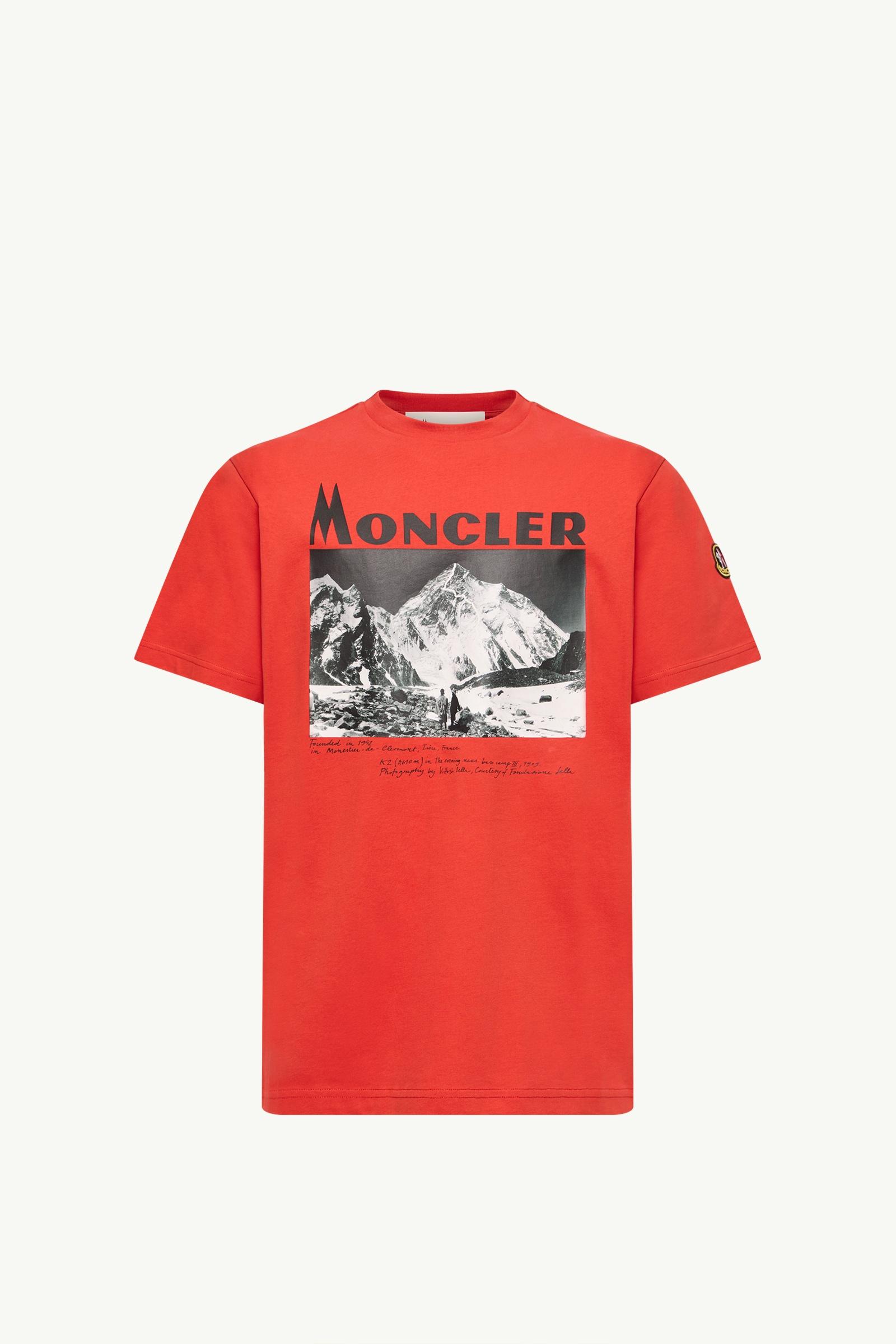 Camiseta de manga corta de jersey de algodón con estampado K2 Hombre Rojo Moncler