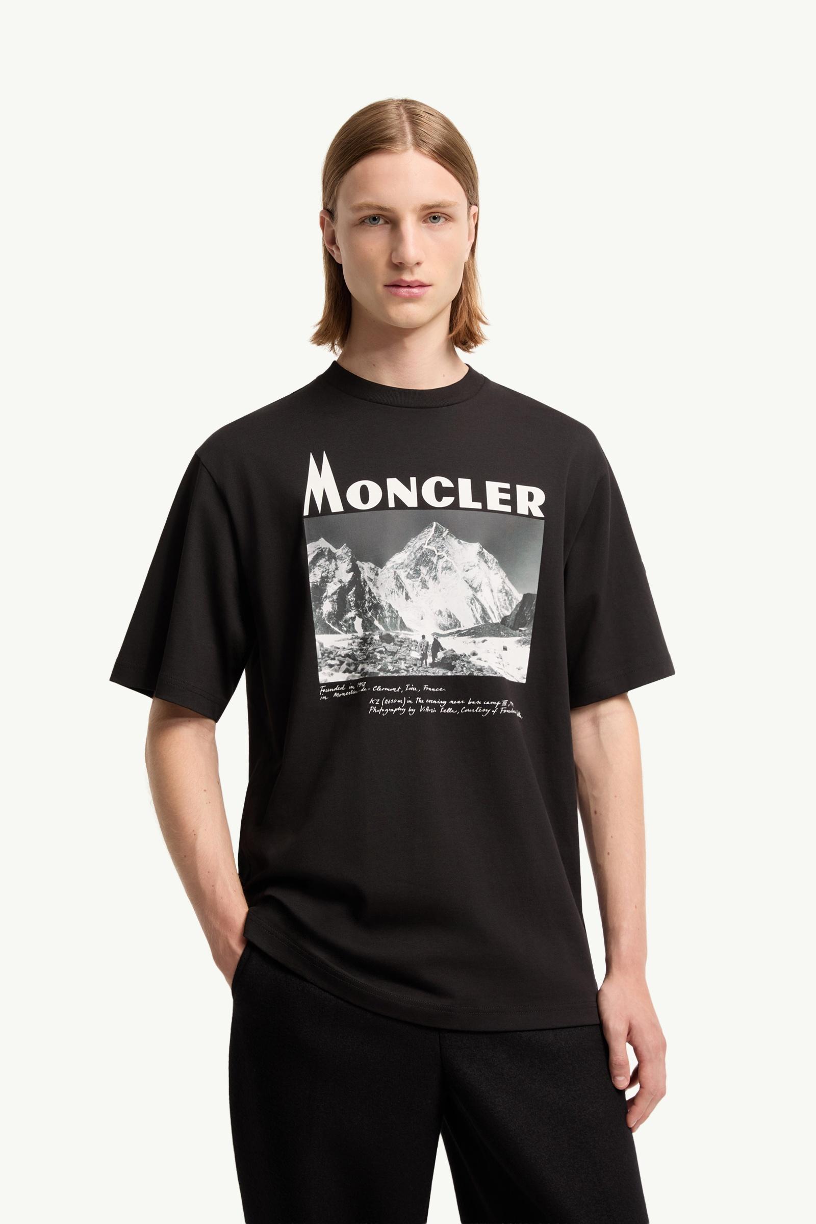 Black K2 Print Short Sleeve Cotton Jersey T-Shirt - Moncler Re