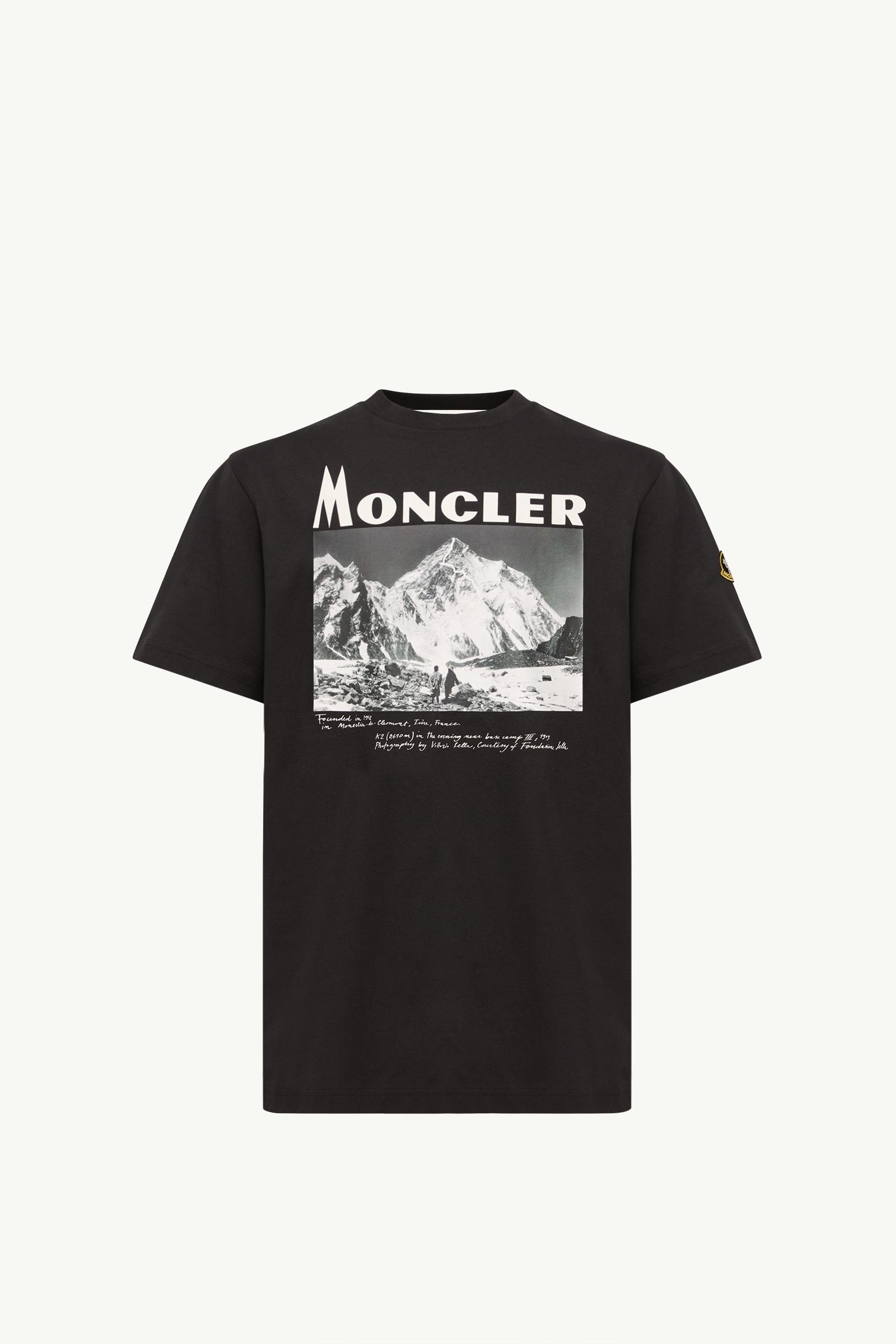 Camiseta de manga corta de jersey de algodón con estampado K2 Hombre Negro Moncler