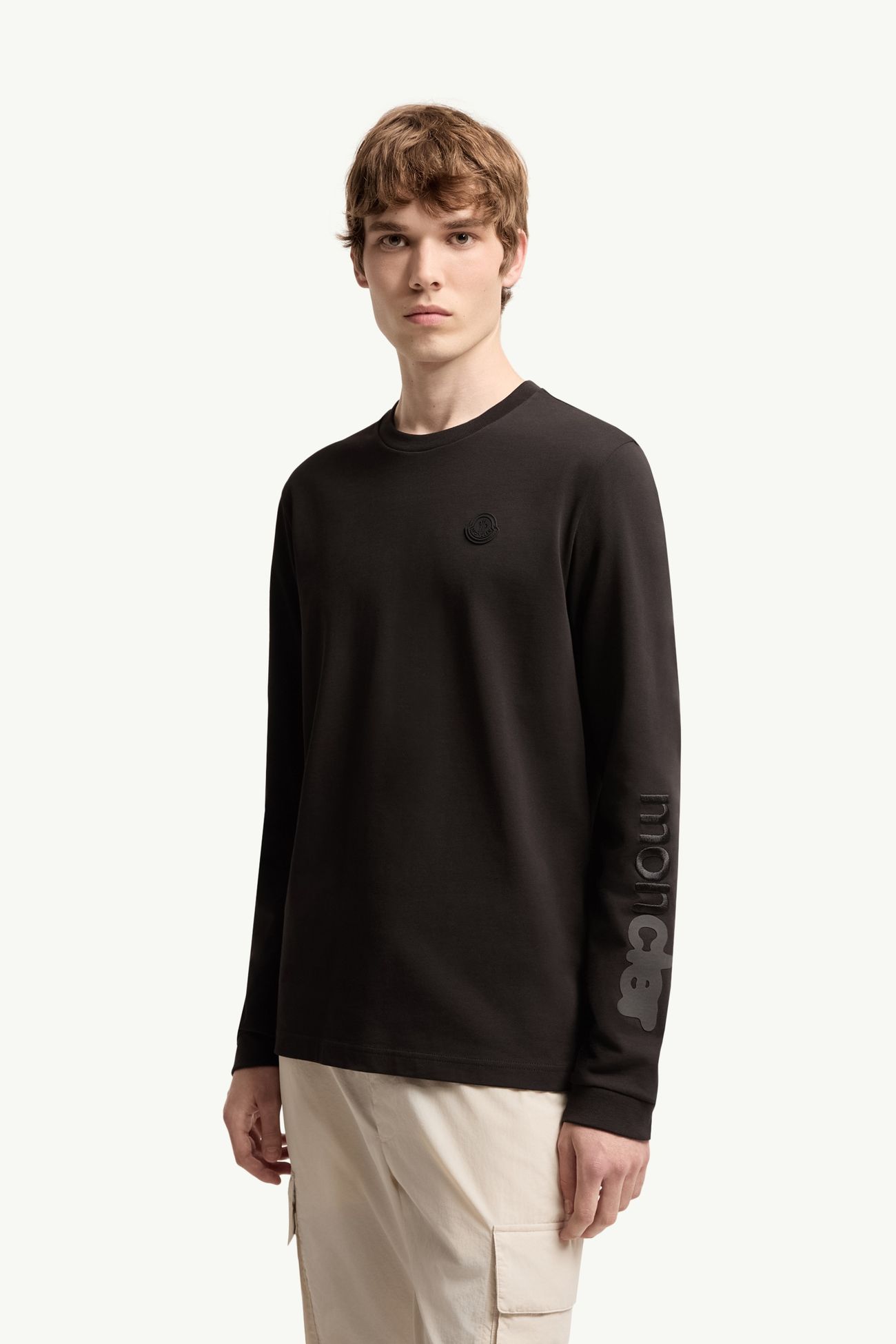 T-shirt à manches longues en jersey de coton Hommes Noir Moncler 3