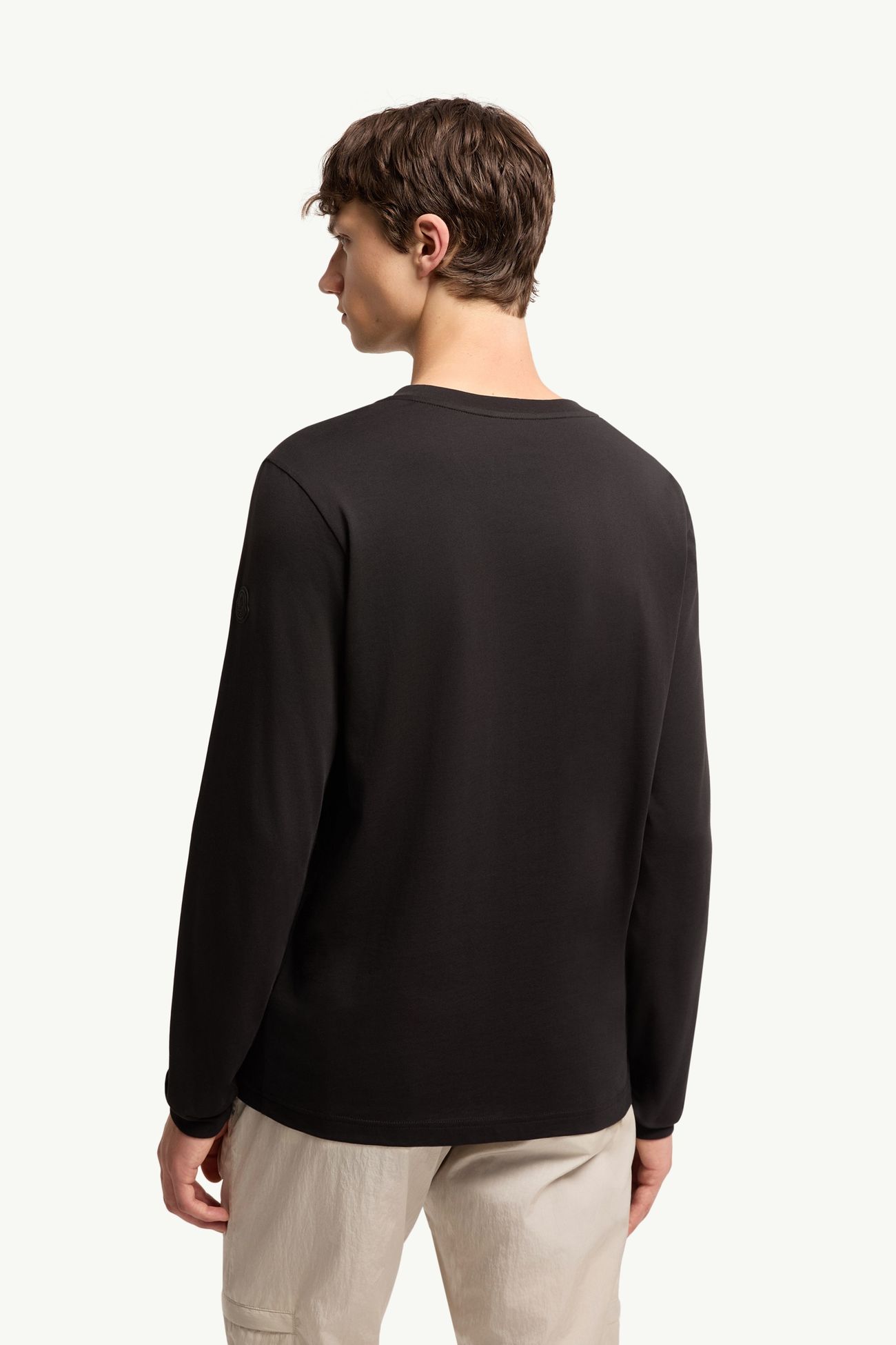 Logo Cotton Long Sleeve T-Shirt Men Black Moncler 4