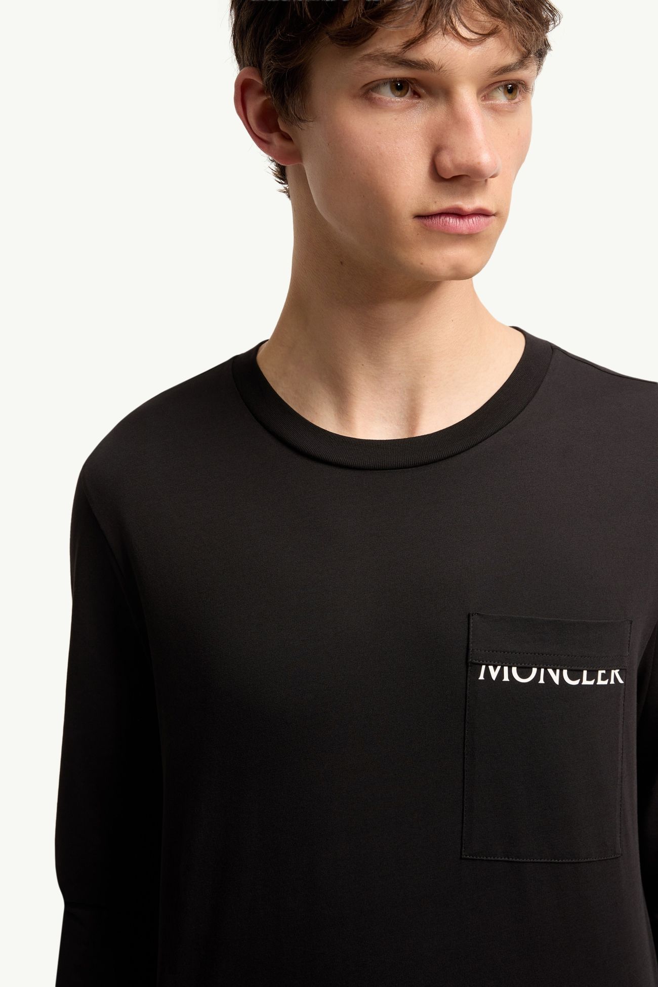 Logo Cotton Long Sleeve T-Shirt Men Black Moncler 5