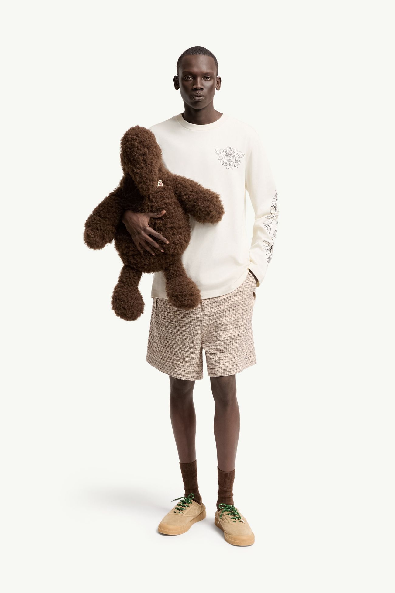 T-shirt à manches longues et logo en coton Hommes Blanc Moncler 0