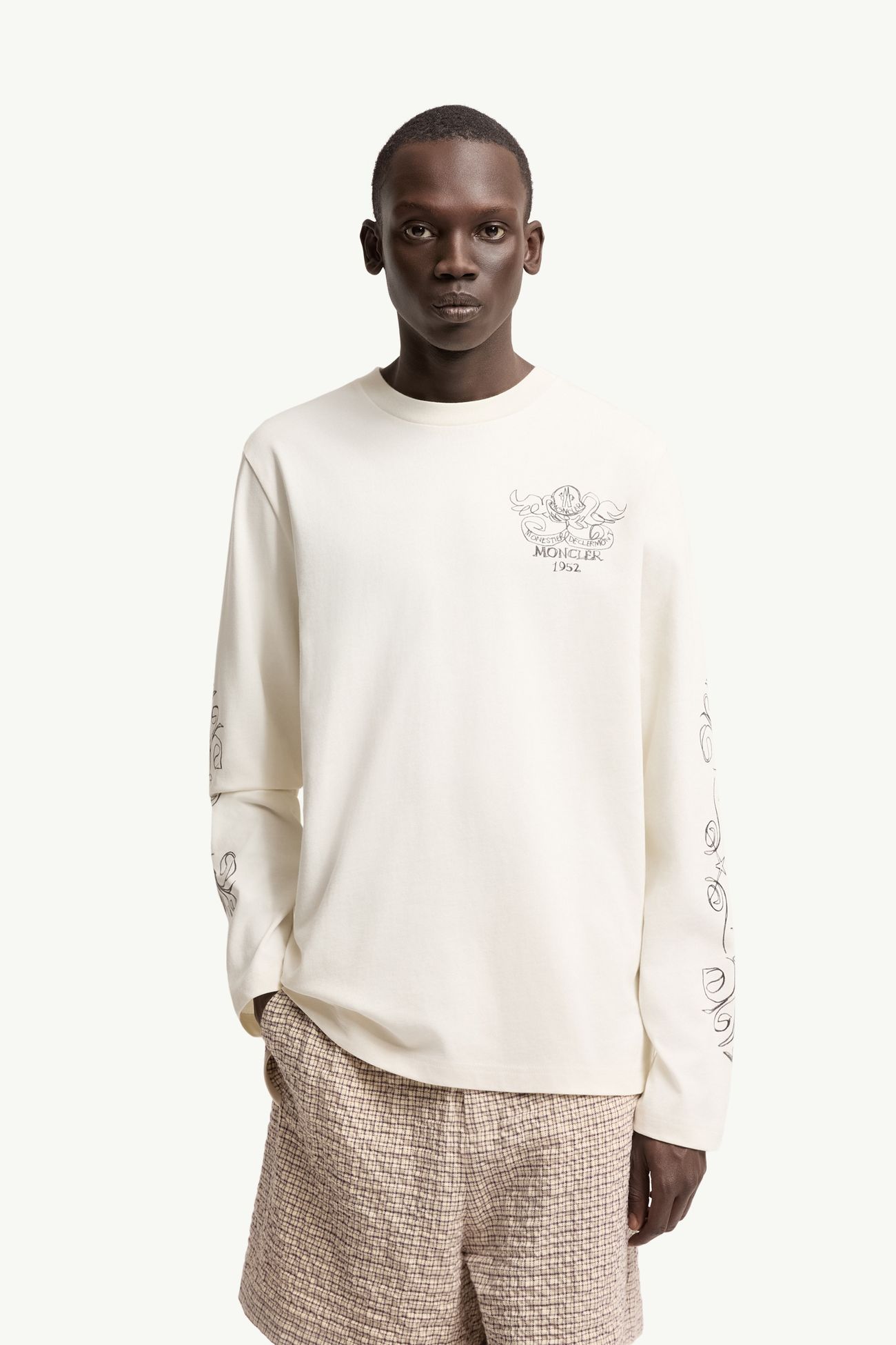 標誌圖案棉質長袖T恤 男士 白色 Moncler 3
