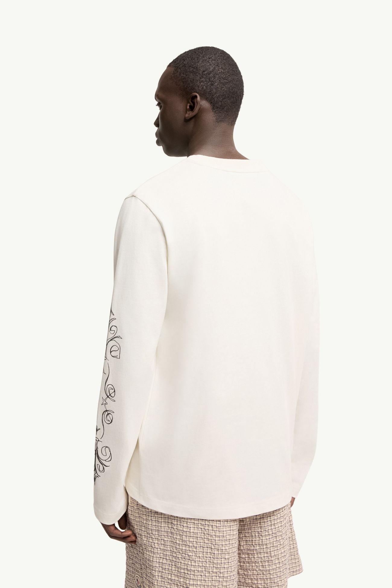 T-shirt à manches longues et logo en coton Hommes Blanc Moncler 4