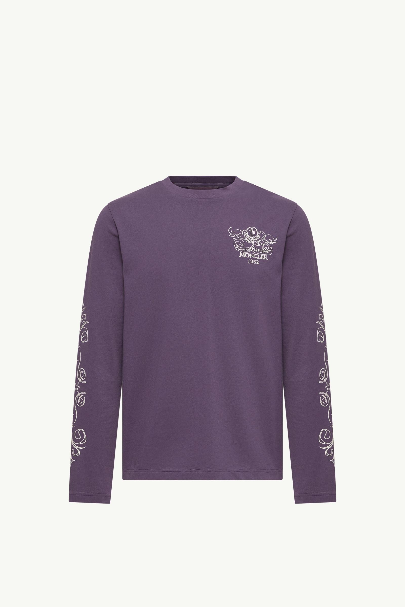 Langarm-T-Shirt aus Baumwolle mit Logomotiv Herren Violett Moncler, 1 of 0