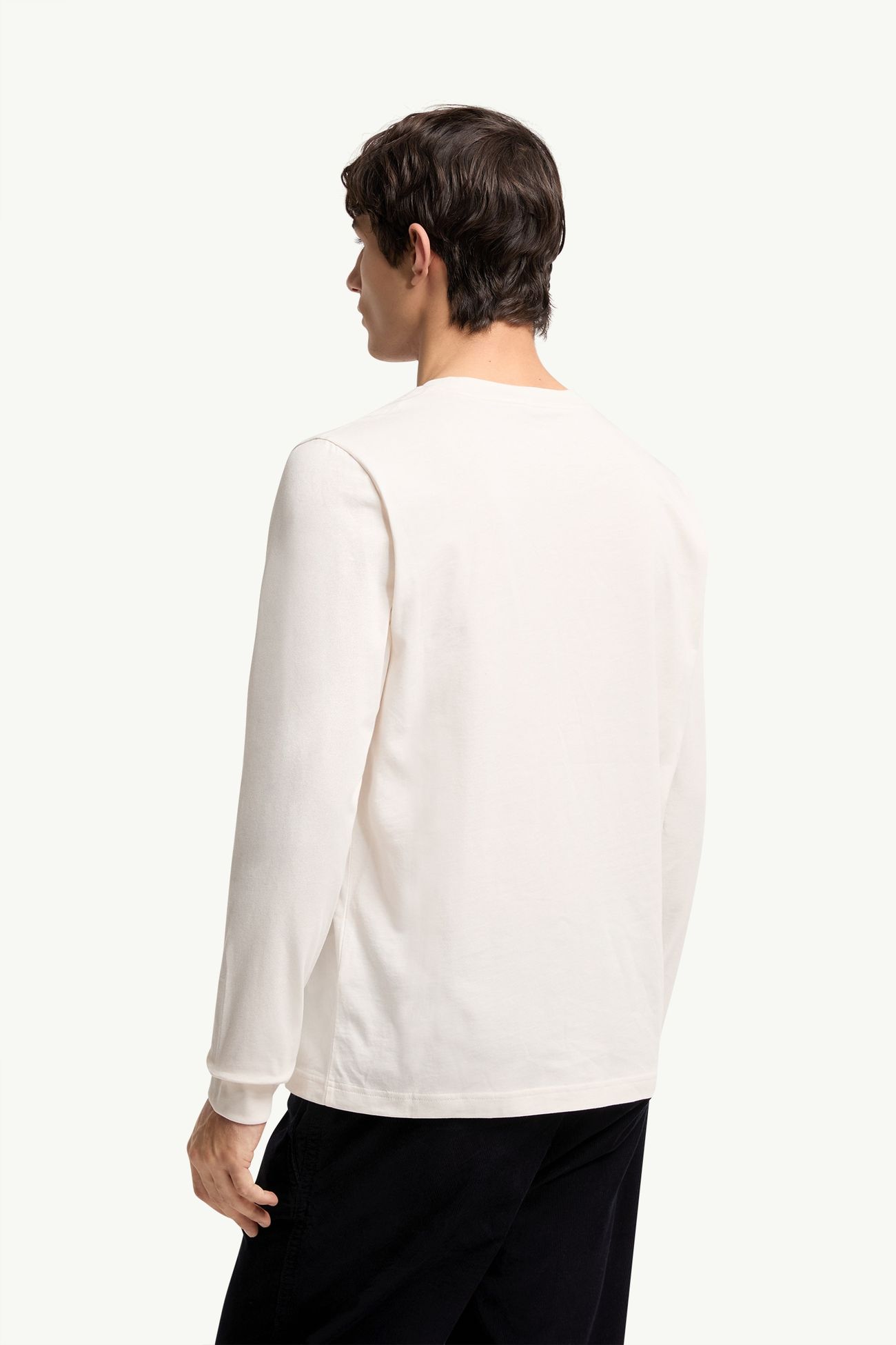 Tricolour Logo Long Sleeve Cotton T-Shirt Men White Moncler 4
