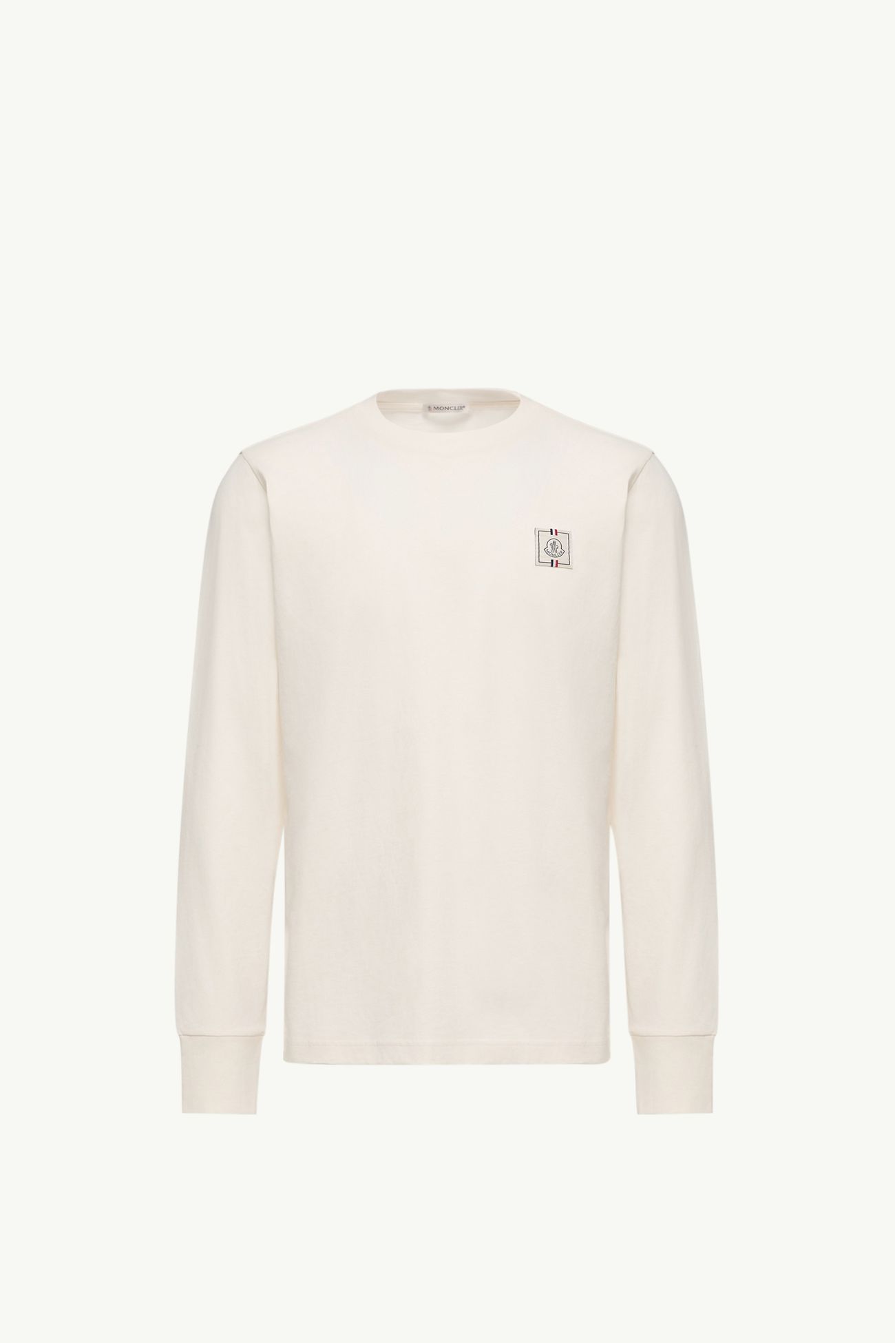 Tricolour Logo Long Sleeve Cotton T-Shirt Men White Moncler 2