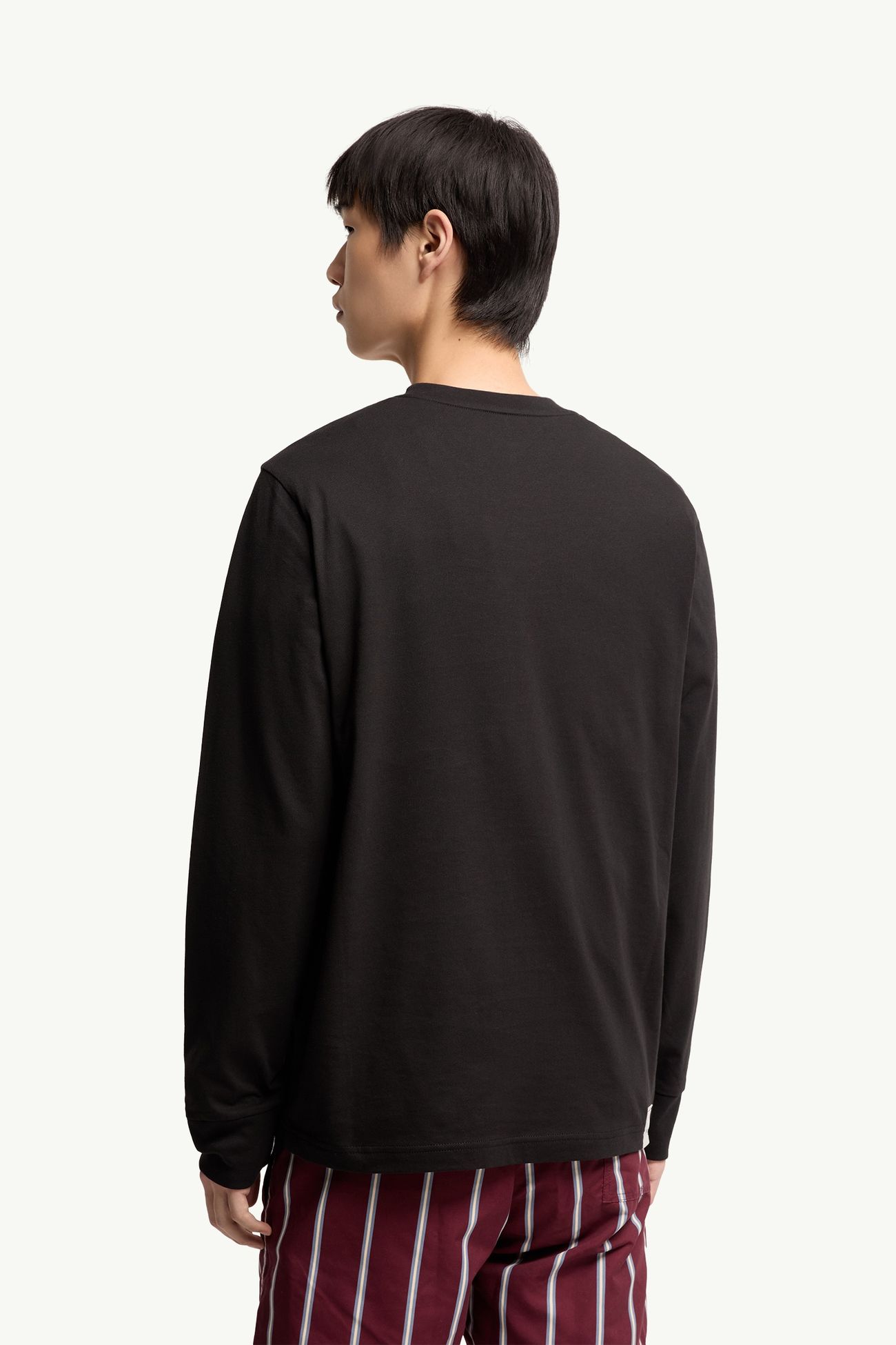 T-shirt à manches longues en coton à logo tricolore Hommes Noir Moncler 4