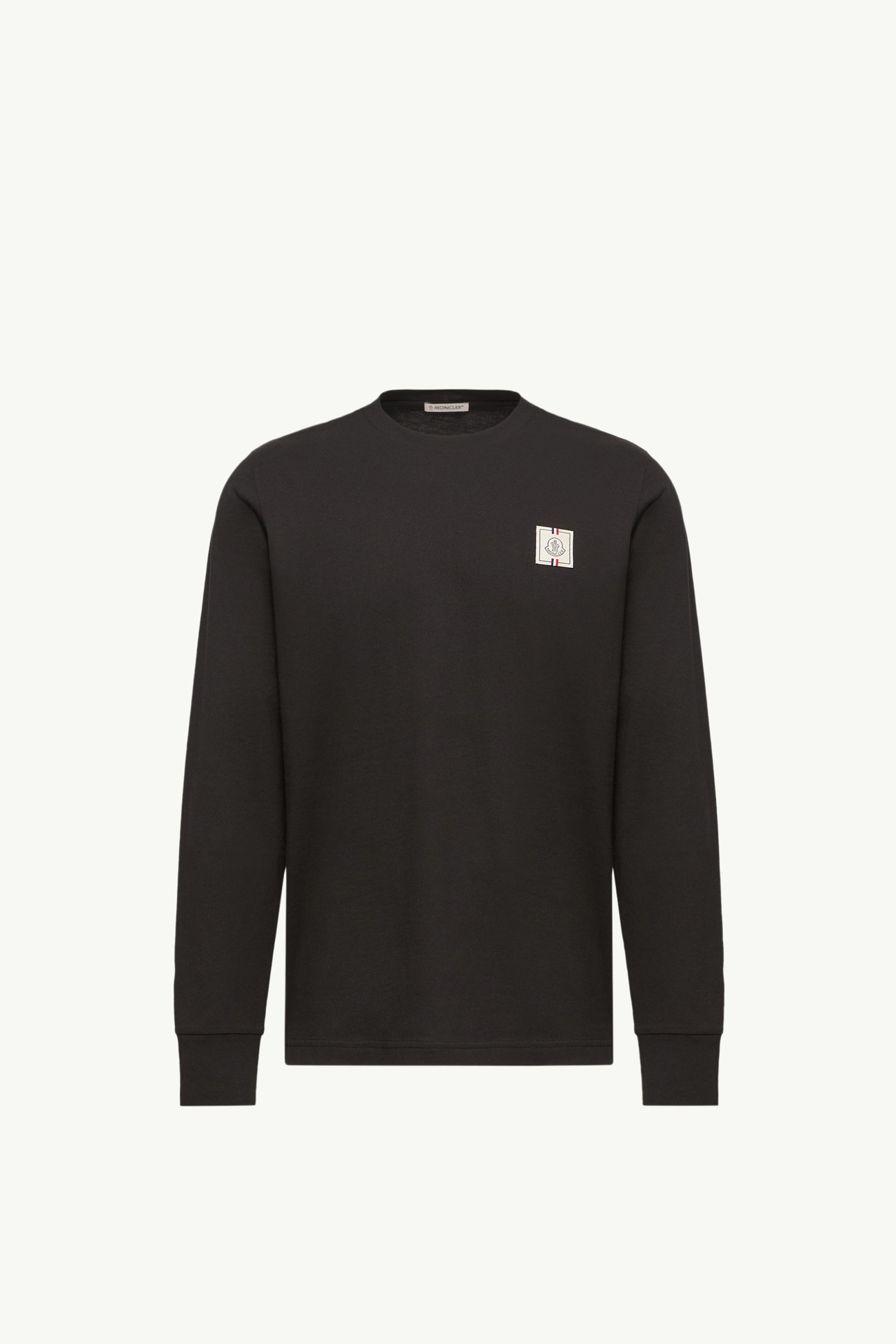 T-shirt a maniche lunghe in cotone con logo tricolore Uomo Nero Moncler 2