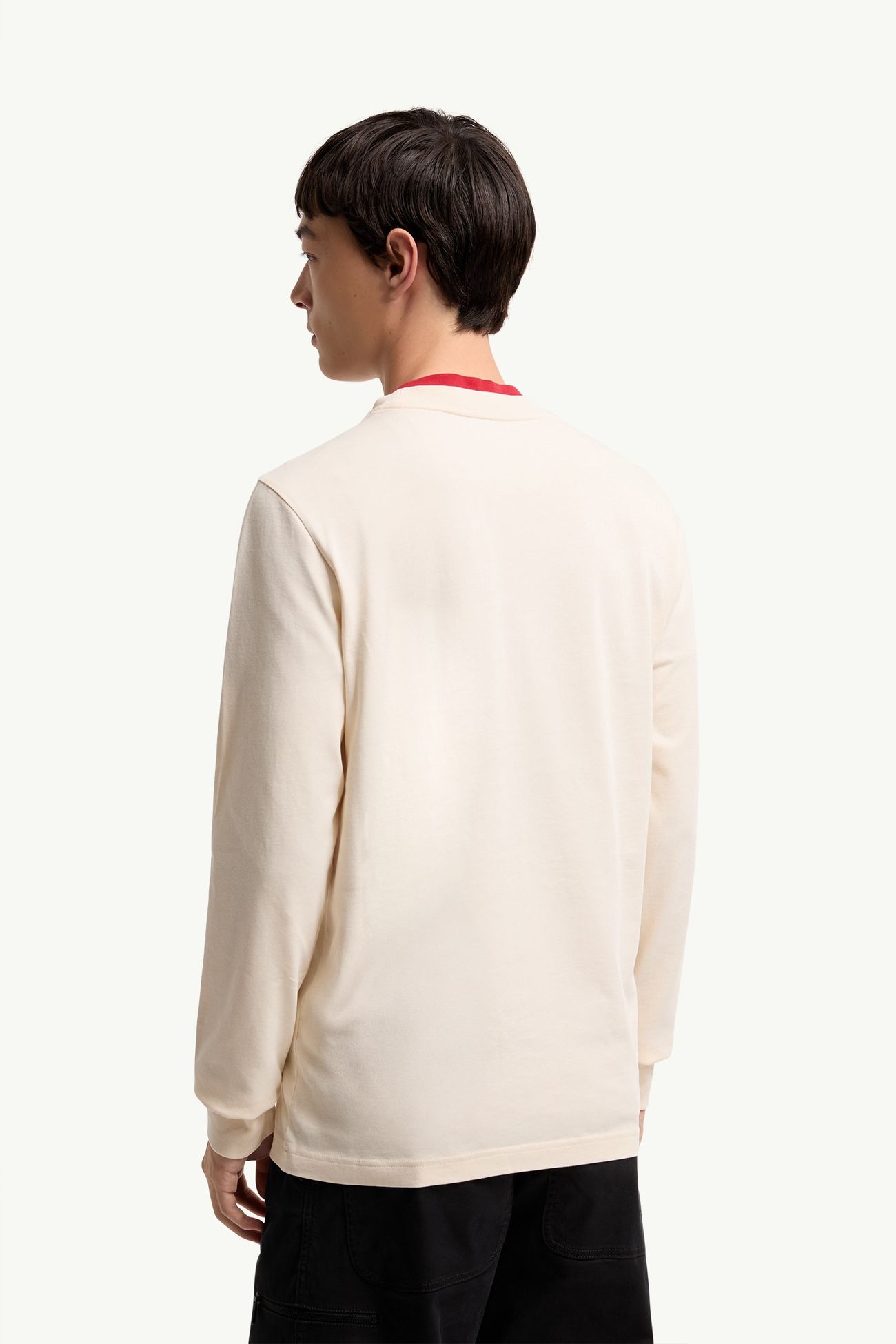 Logo Cotton Jersey Long Sleeve T-Shirt Men White Ivory Moncler 4