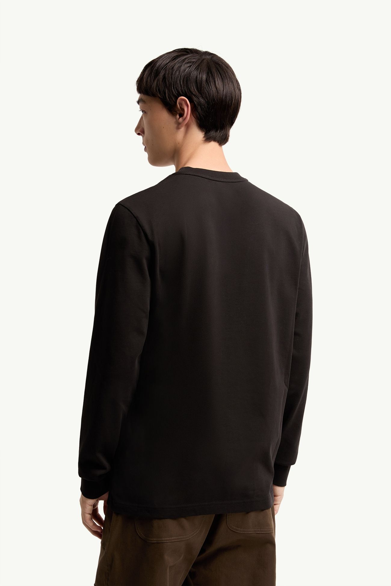 Logo Cotton Jersey Long Sleeve T-Shirt Men Black Moncler 4