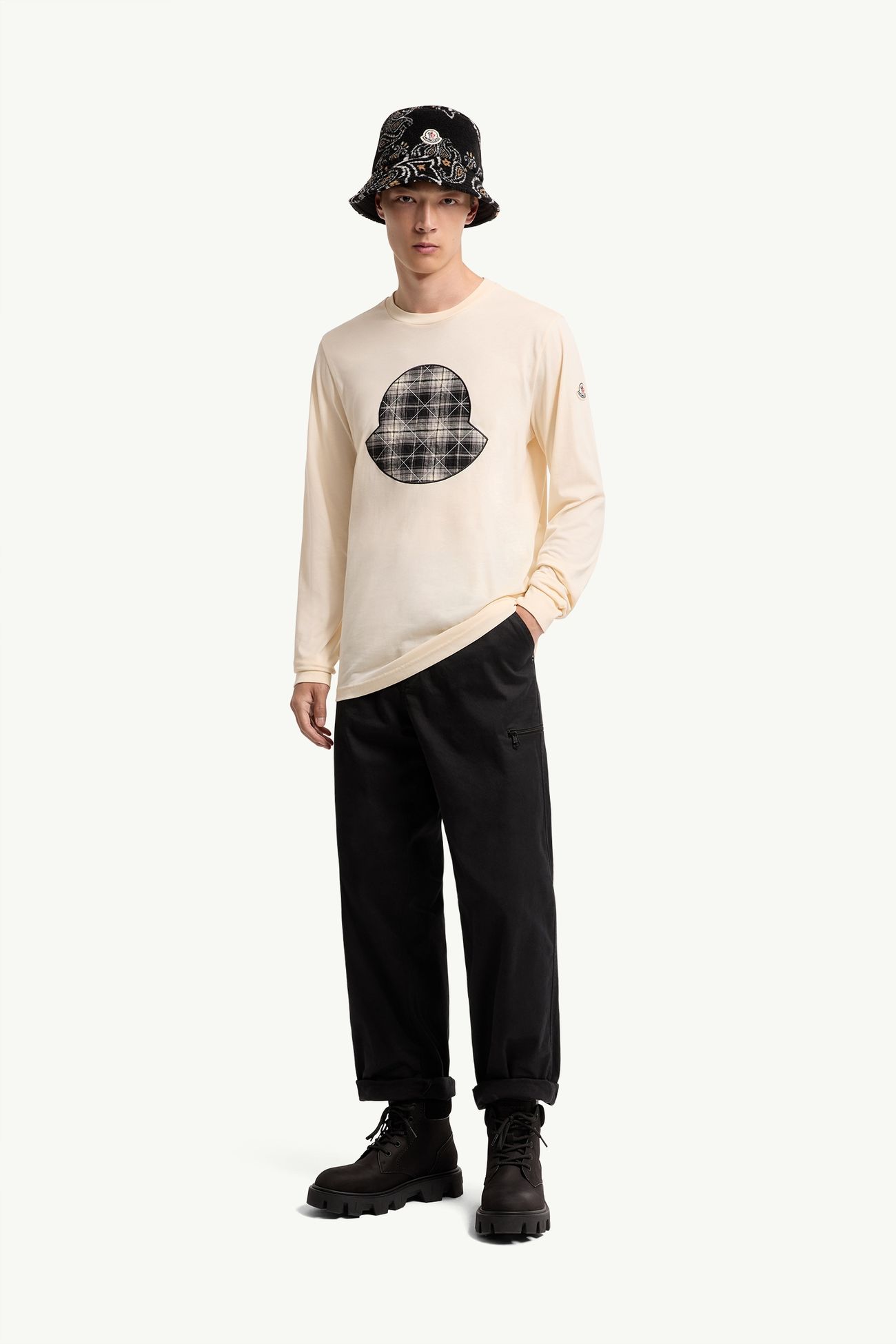 男士格纹棉质T恤 男士 象牙白 Moncler 0
