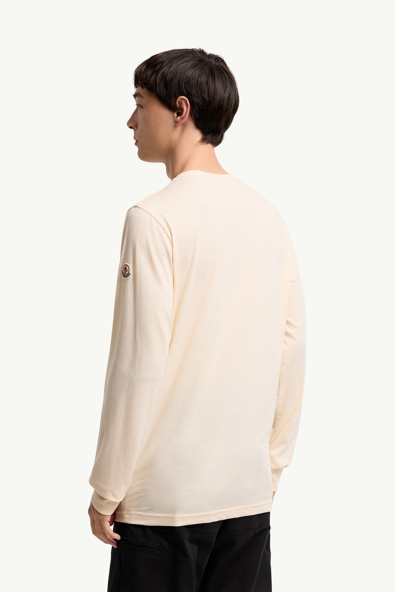 Check Panel Cotton Jersey T-Shirt Men White Ivory Moncler 4