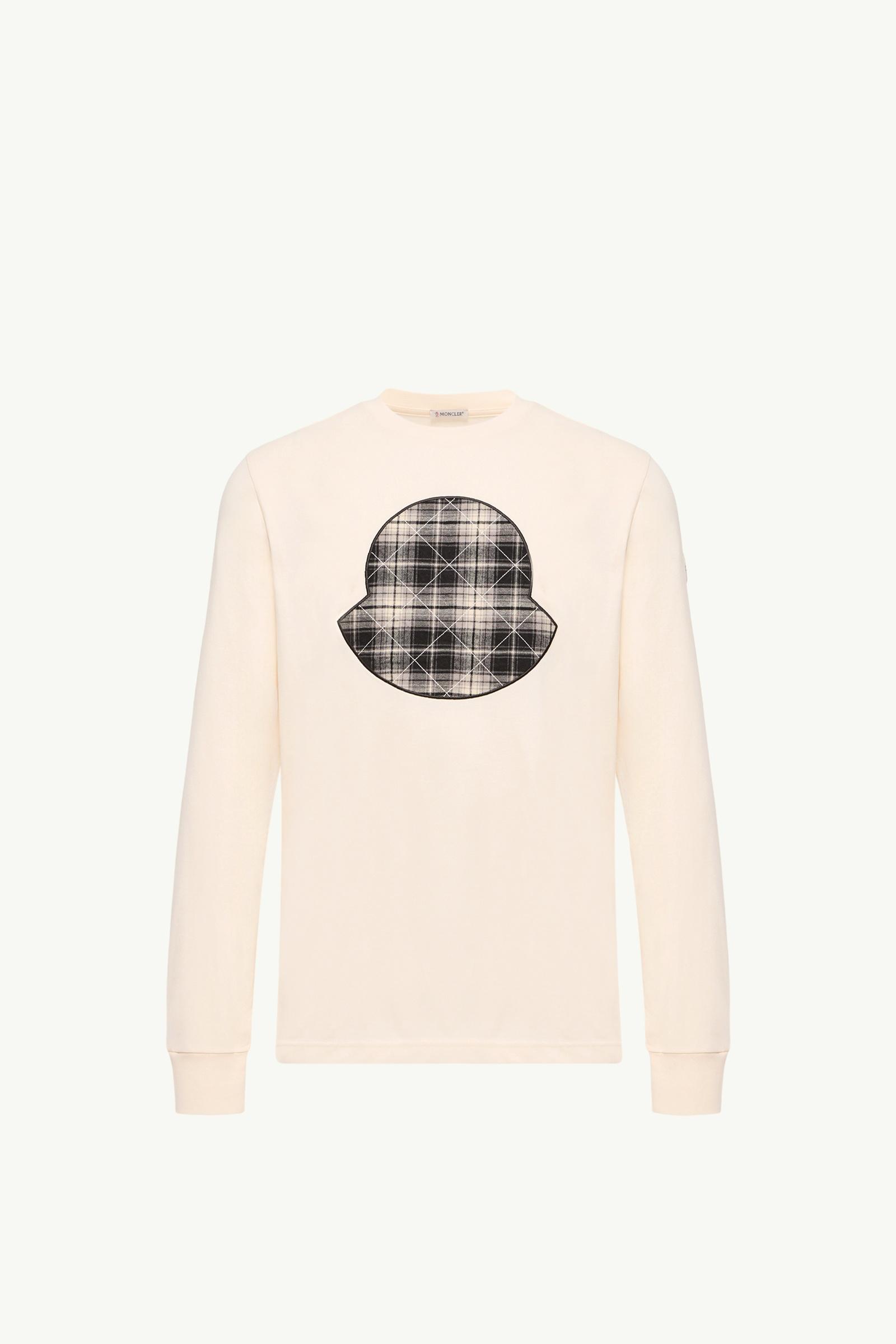 T-shirt en jersey de coton à empiècement à carreaux Hommes Blanc Ivoire Moncler, 1 of 0