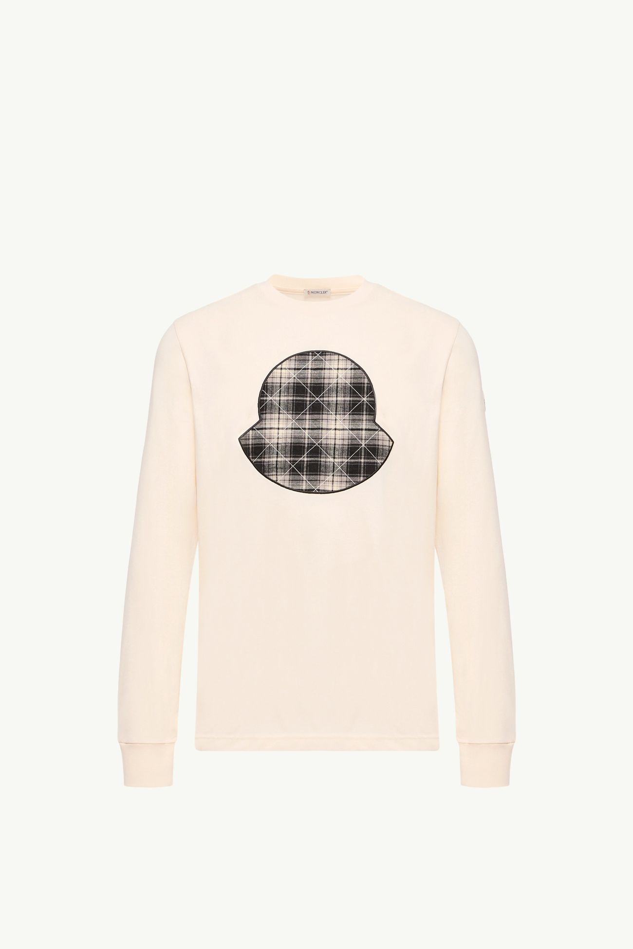 Camiseta de jersey de algodón con panel a cuadros Hombre Blanco Marfil Moncler 2