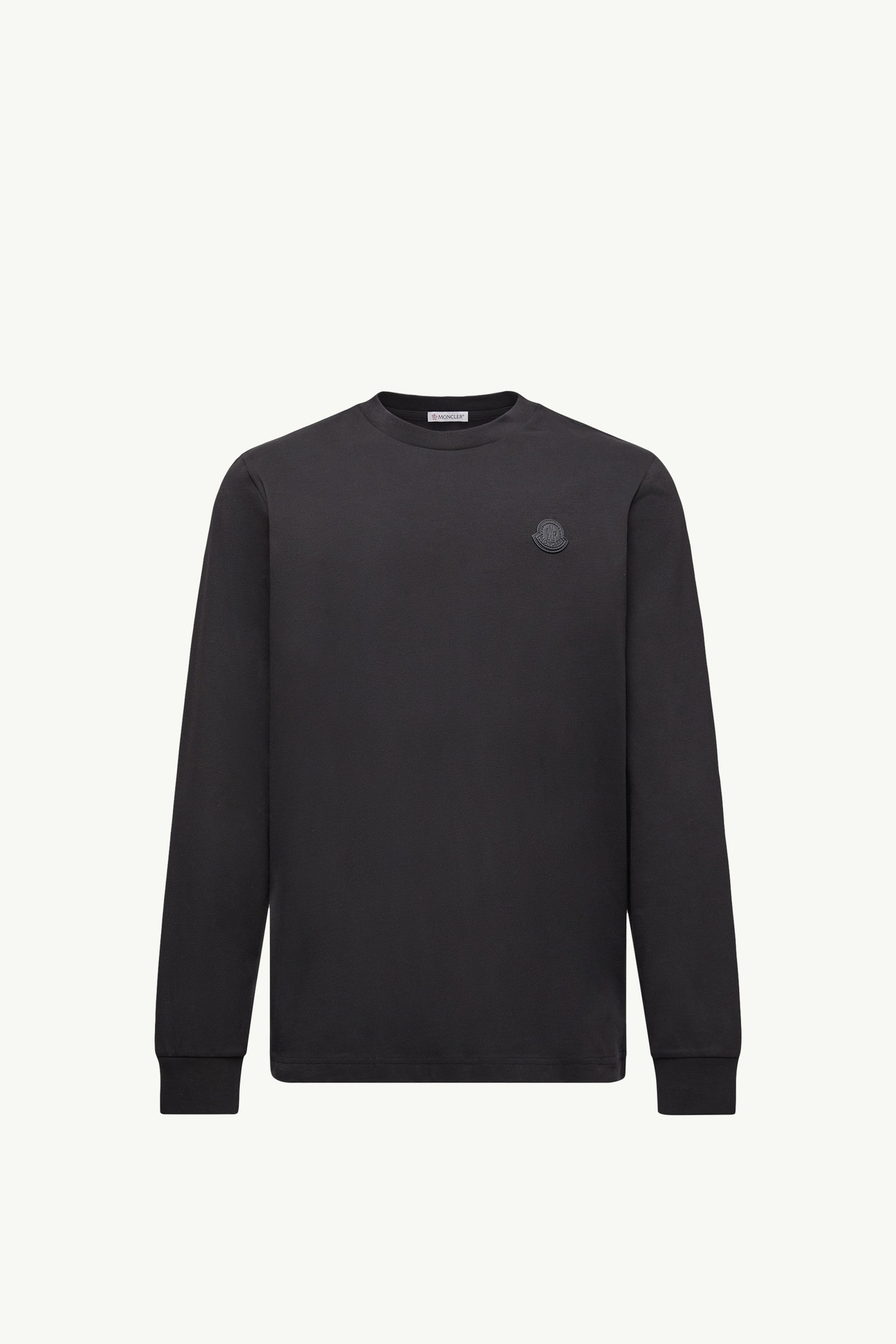 Leather Logo Long Sleeve Cotton T-Shirt Men Black Moncler 2