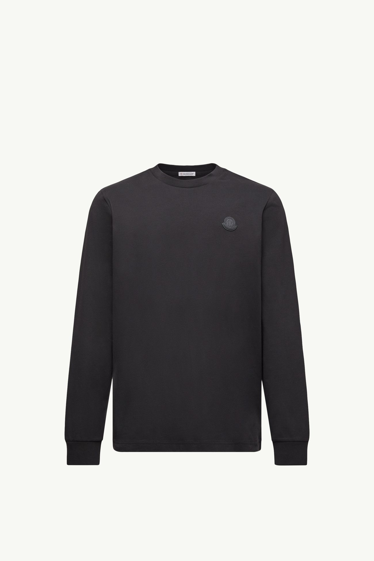 가죽 로고 롱 슬리브 코튼 티셔츠 남성 블랙 Moncler 2