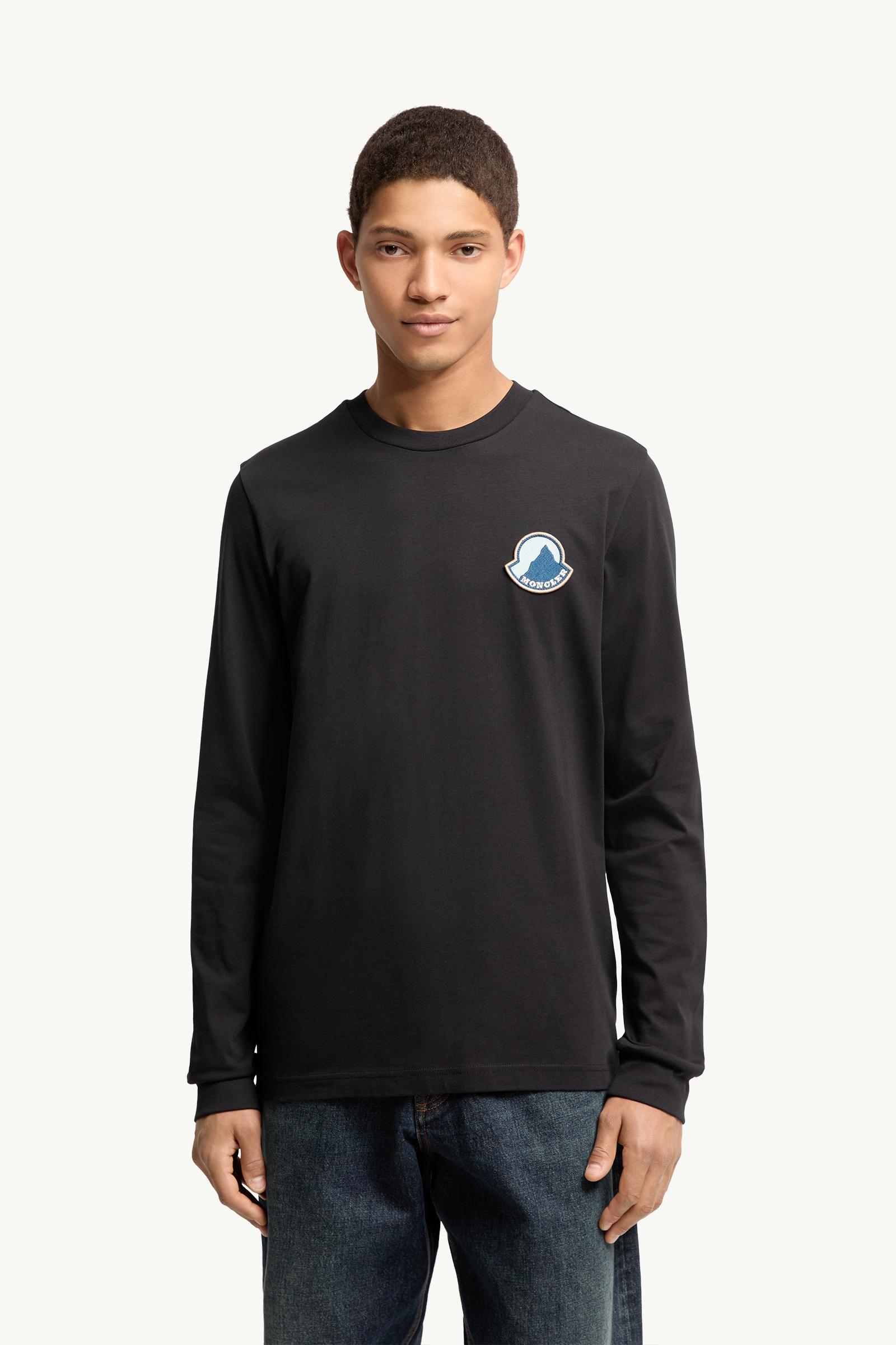 Dark Blue Logo Cotton Long Sleeve T-Shirt - Polos & T-shirts for