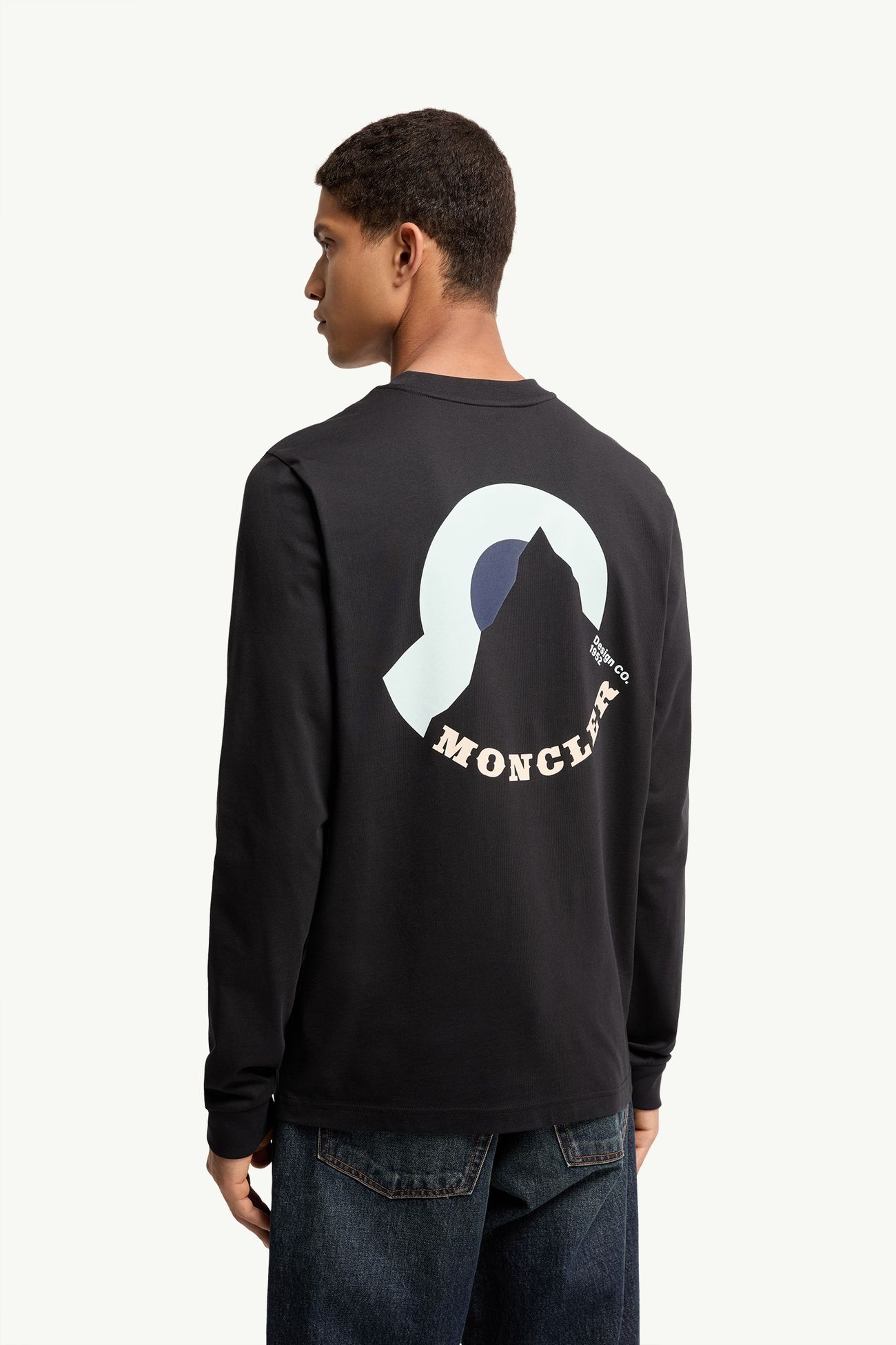 Logo Cotton Long Sleeve T-Shirt Men Dark Blue Moncler 4