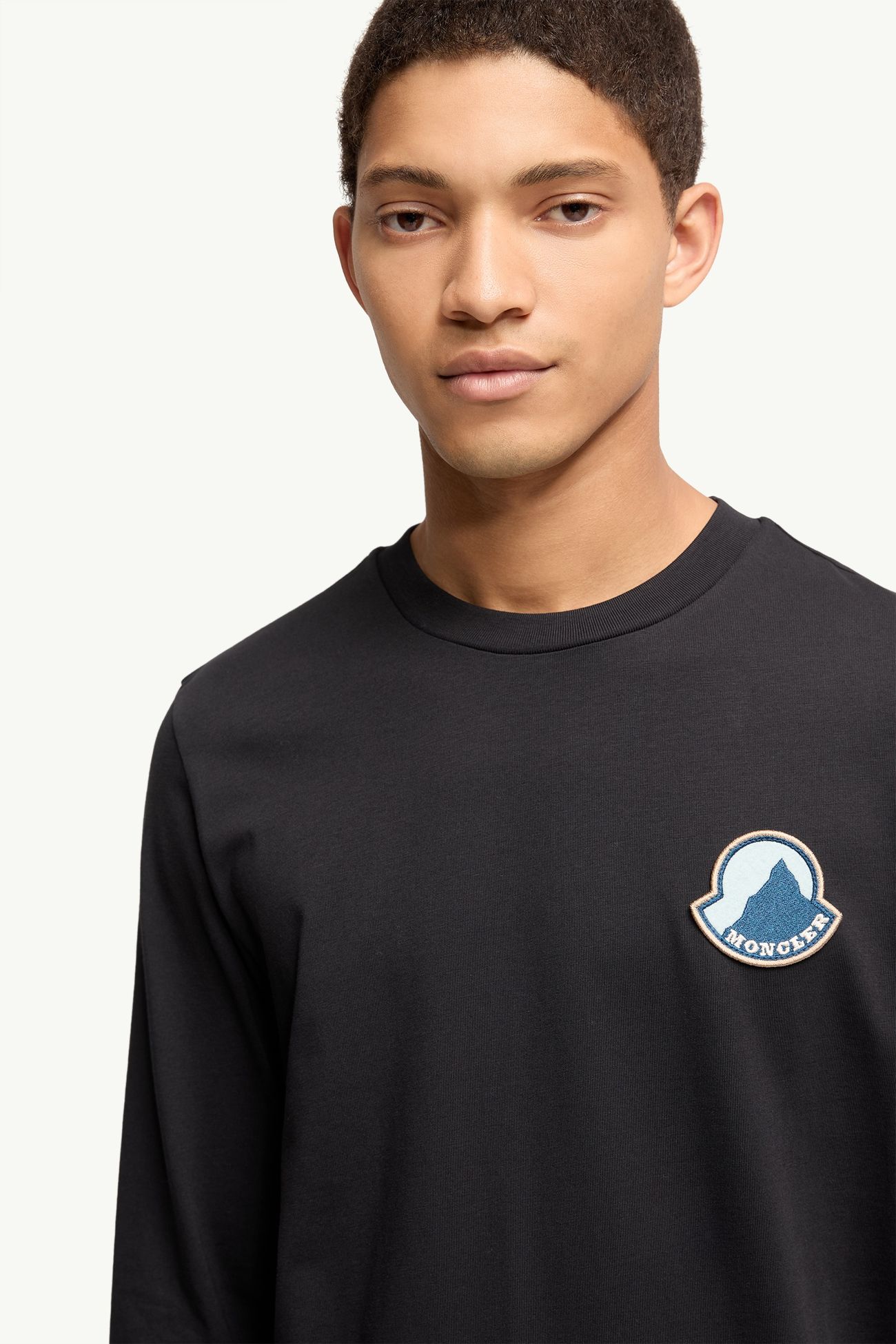 Logo Cotton Long Sleeve T-Shirt Men Dark Blue Moncler 6