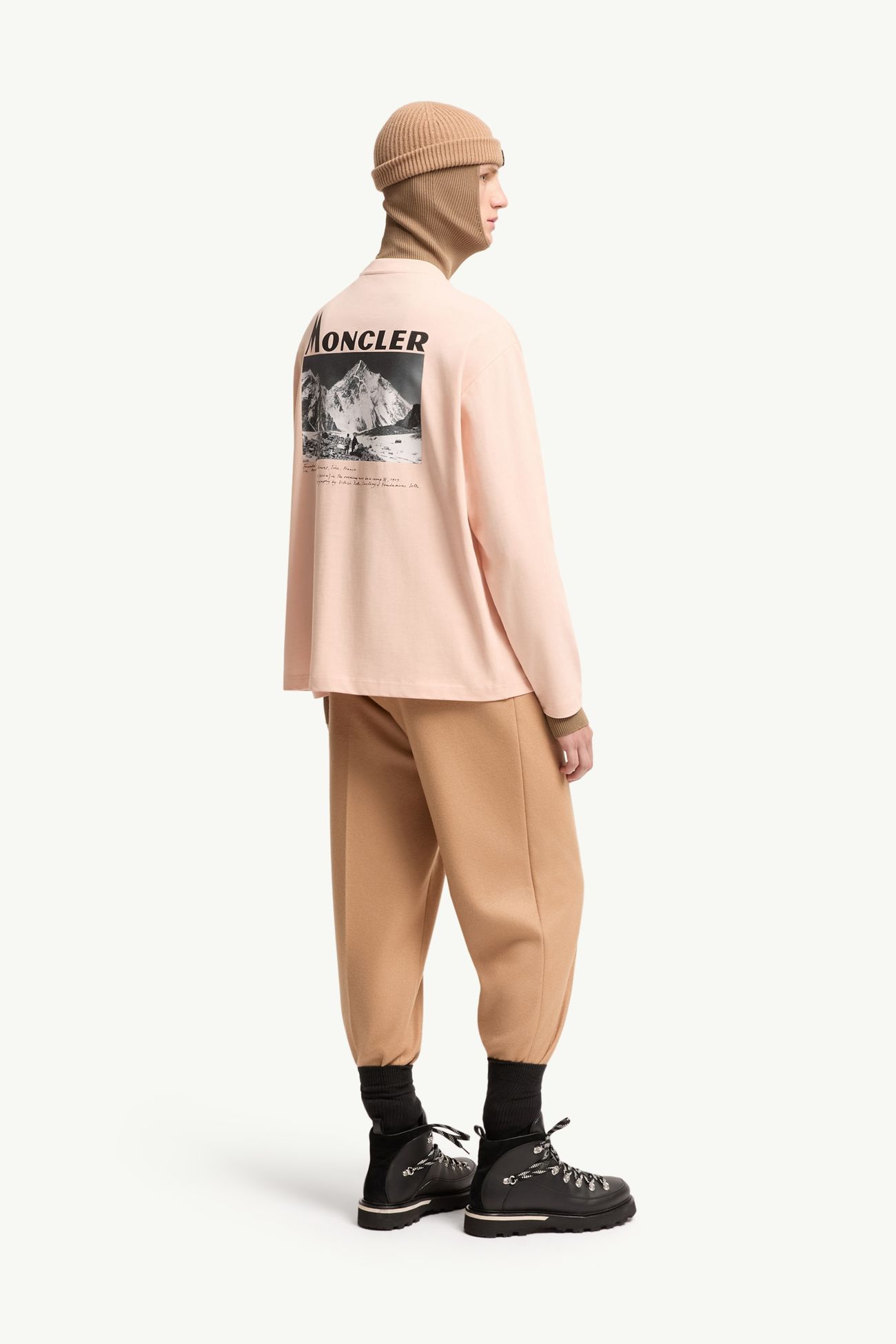 K2 Print Long Sleeve Cotton T-Shirt Men Pink Moncler 0