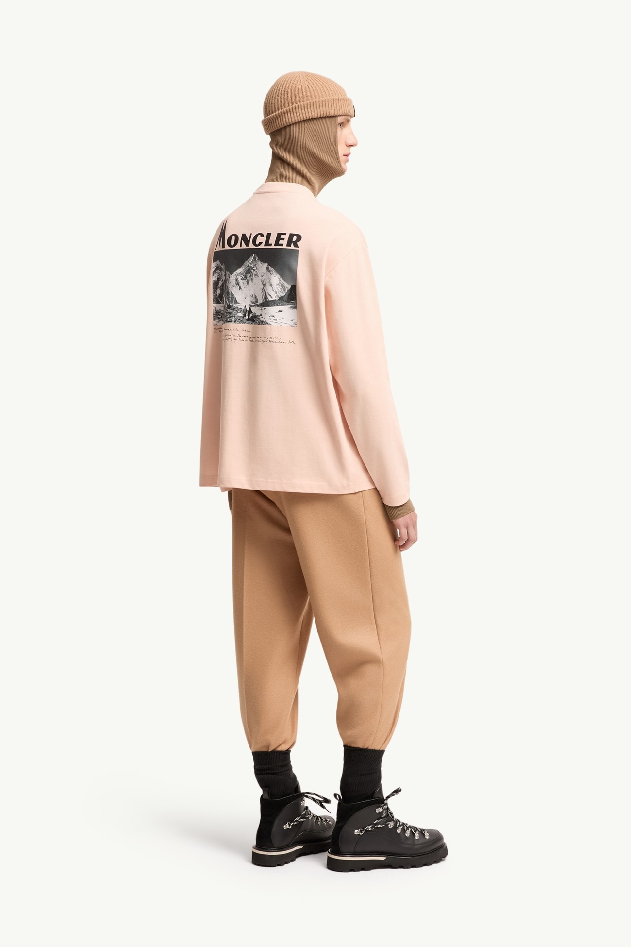 K2 Print Long Sleeve Cotton T-Shirt Men Pink Moncler 0