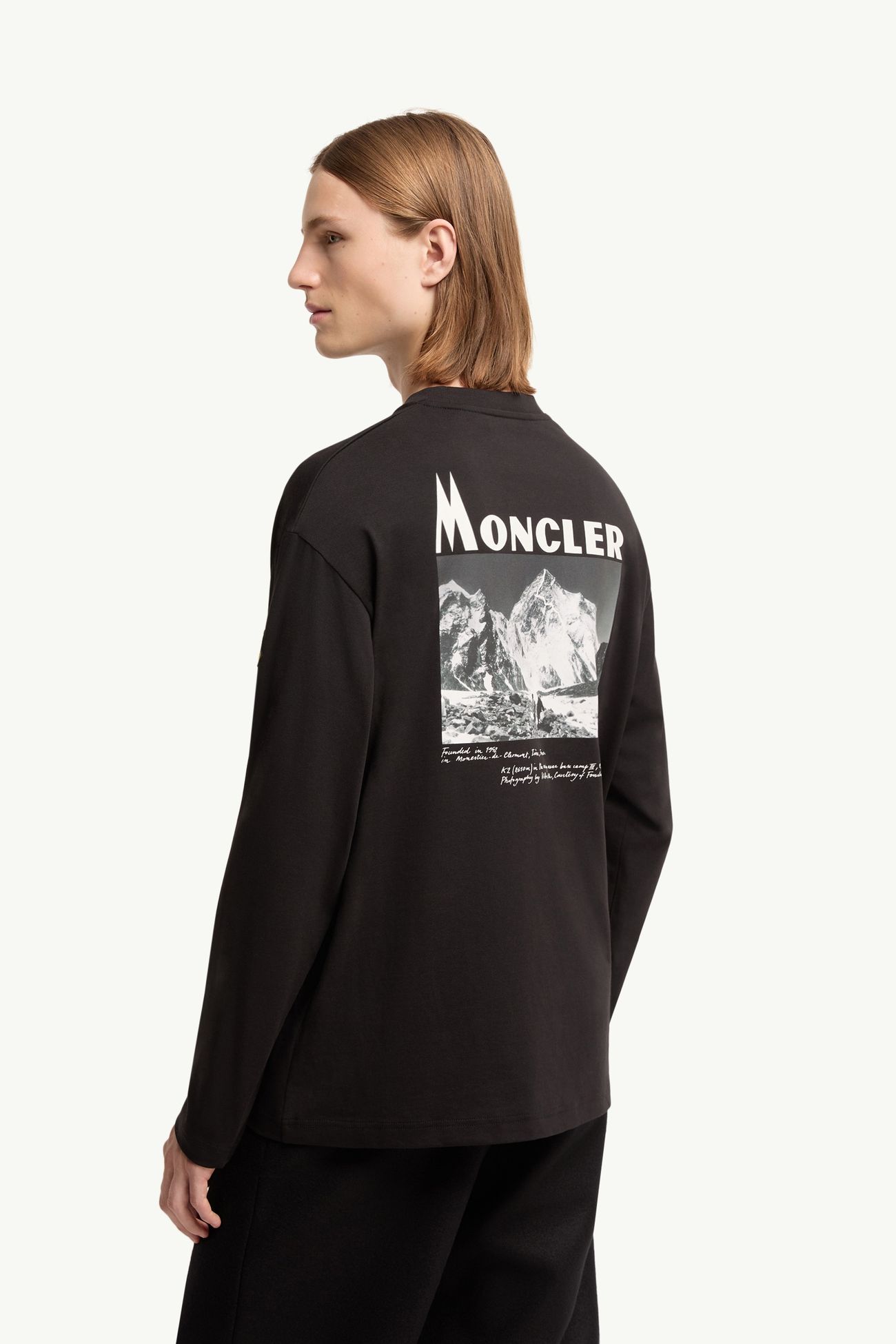 T-shirt en coton à manches longues et imprimé K2 Hommes Noir Moncler 4