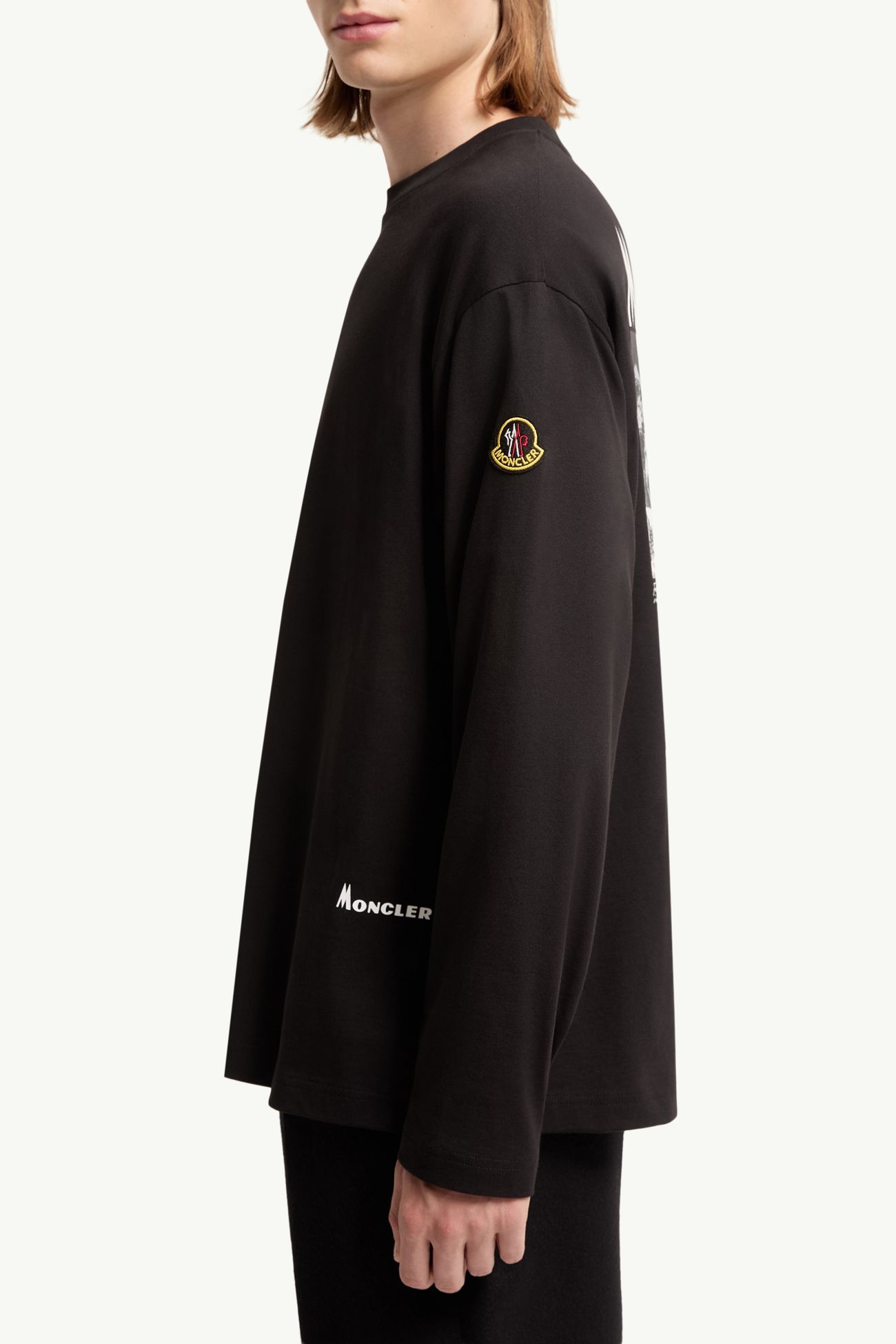 T-shirt a maniche lunghe in jersey di cotone con stampa K2 Uomo Nero Moncler 5