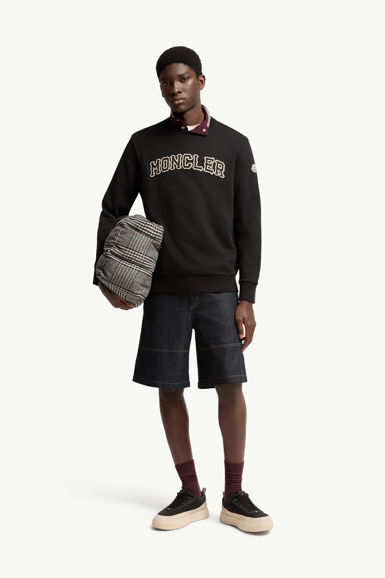 Black Logo Cotton Sweatshirt - Sweatshirts for Men | Moncler US