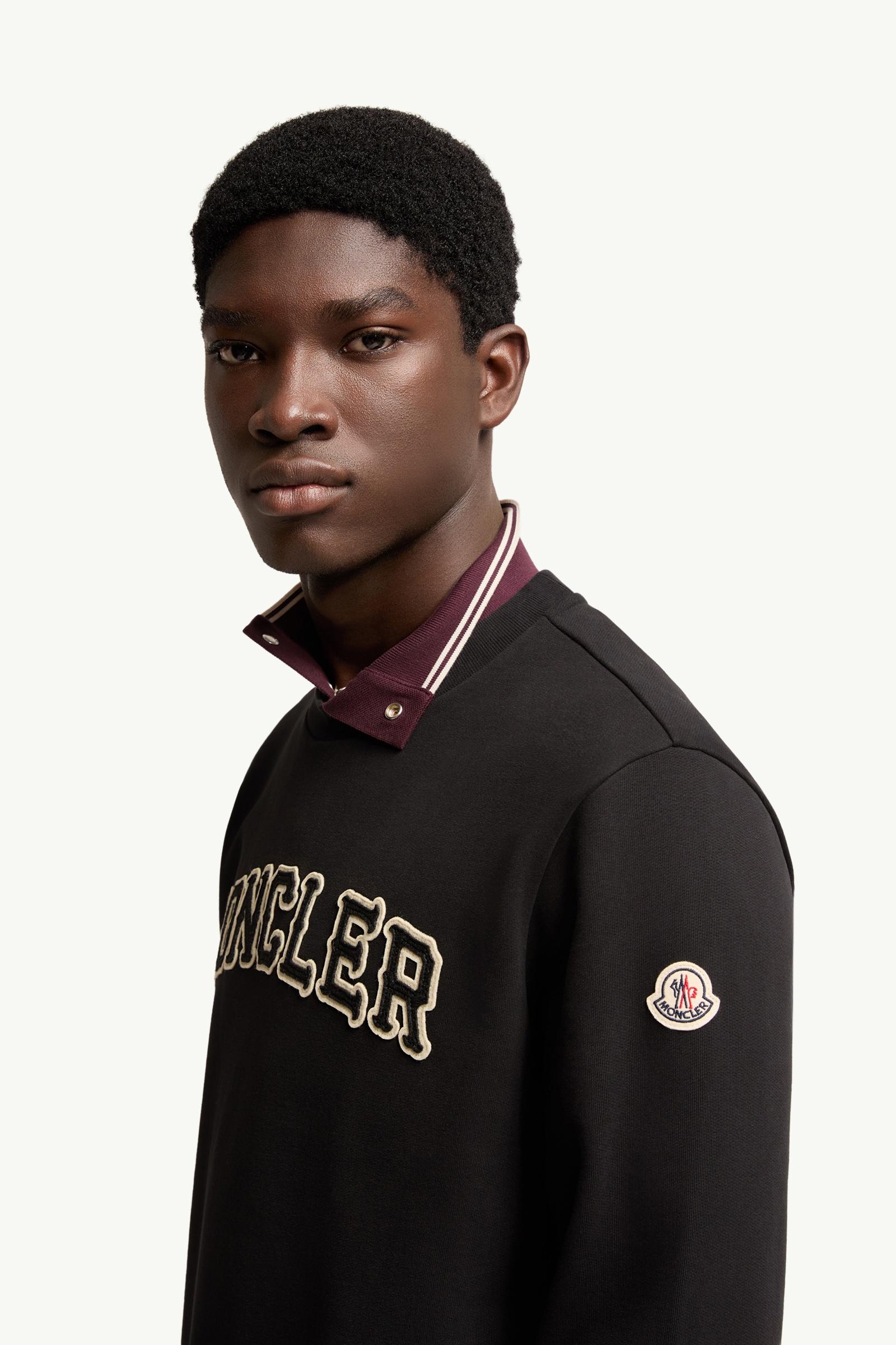 Black Logo Cotton Sweatshirt - Sweatshirts for Men | Moncler US